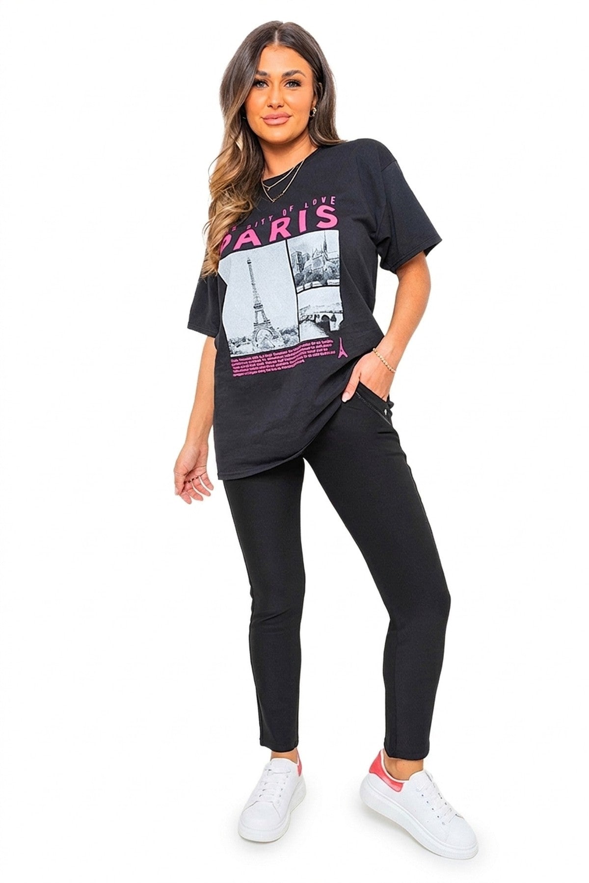 Carmela High Waist Double Band Pocket Leggings - Black_wb