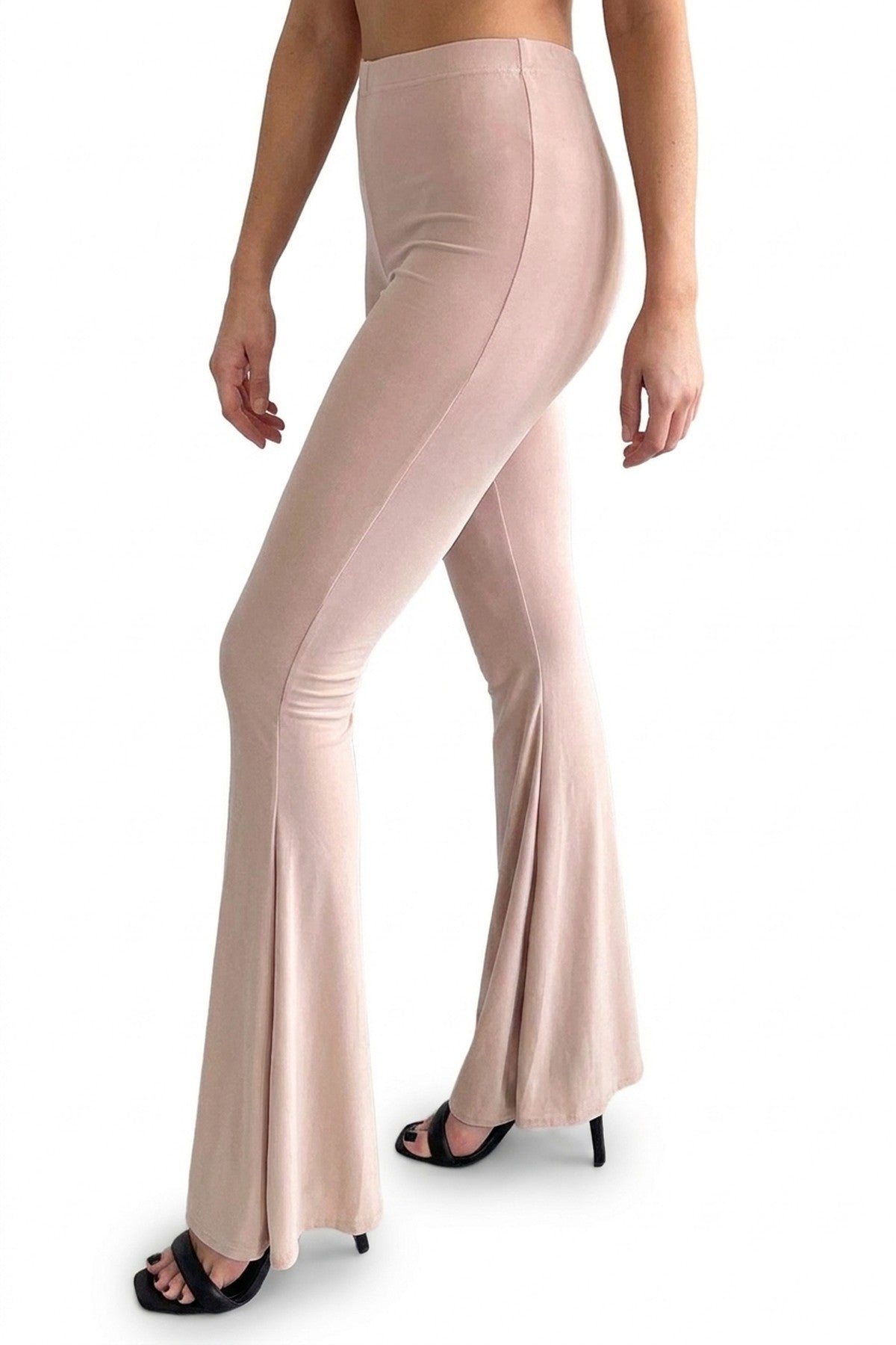 Casey Flared Casual Trousers - Beige_wb