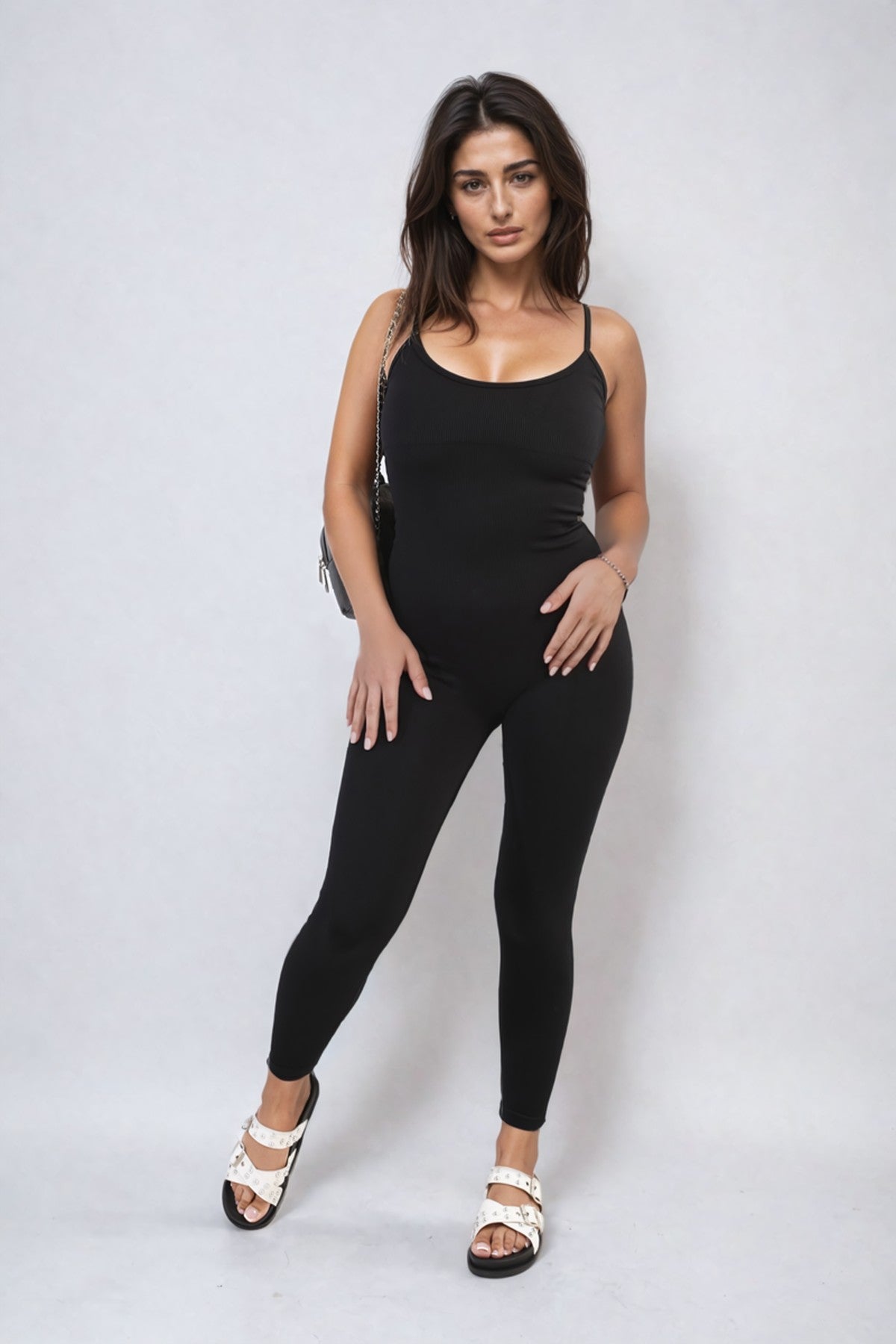 Christina Sleeveless Bodycon Jumpsuit - Black
