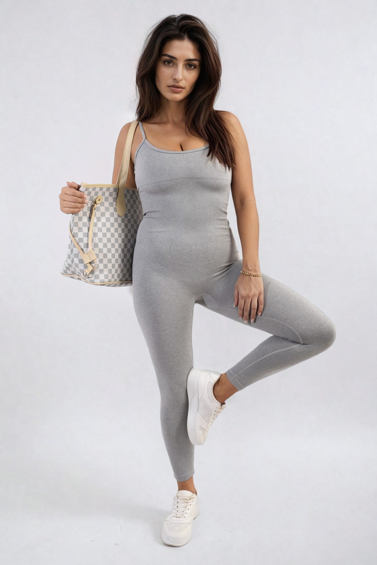 Christina Sleeveless Bodycon Jumpsuit - Grey