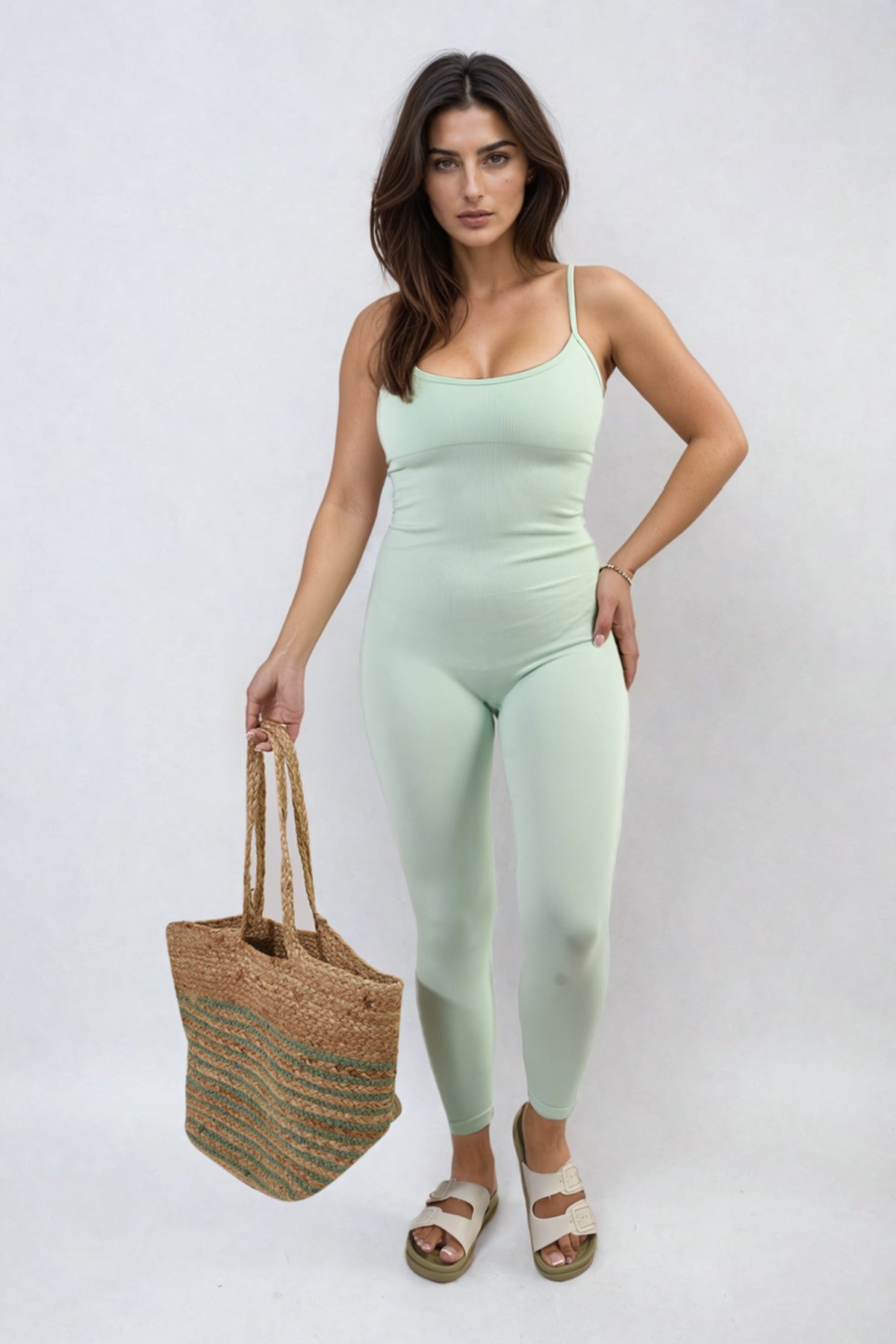 Christina Sleeveless Bodycon Jumpsuit - Mint