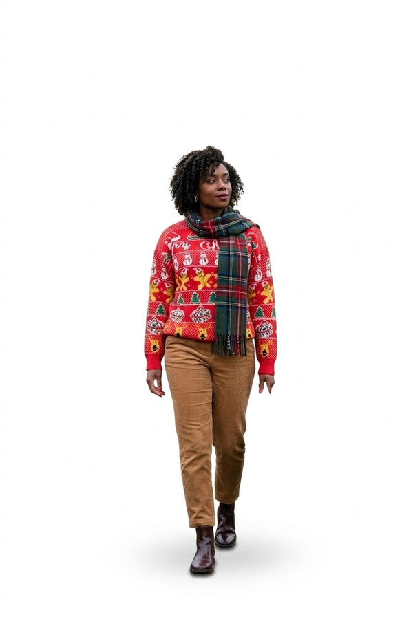 Zailie Christmas Pattern Knitted Jumper - Red_wb