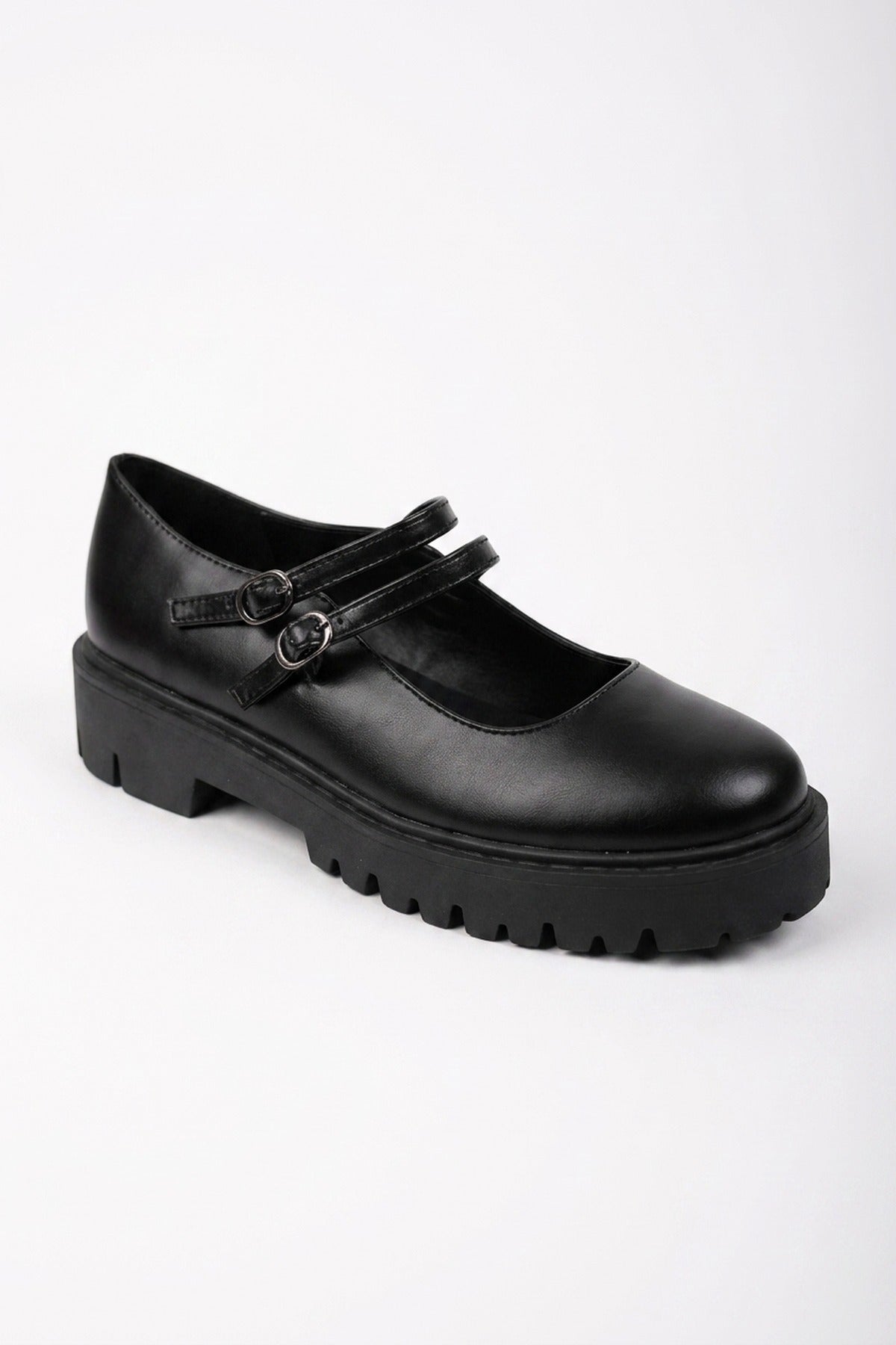 Cordelia Chunky Platform Double Strap Mary - Black