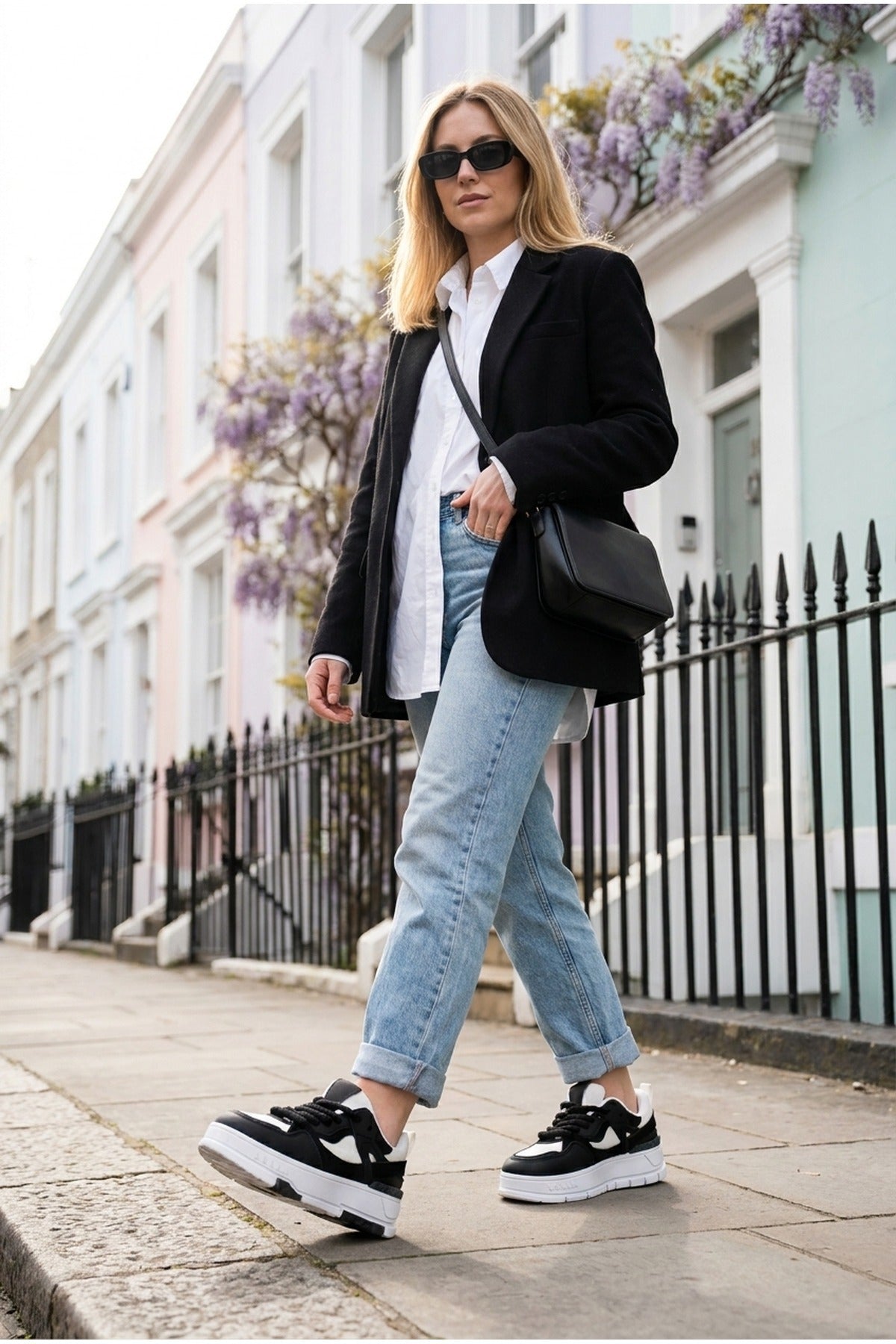 Genevieve Monochrome Chunky Sole Trainers - Black