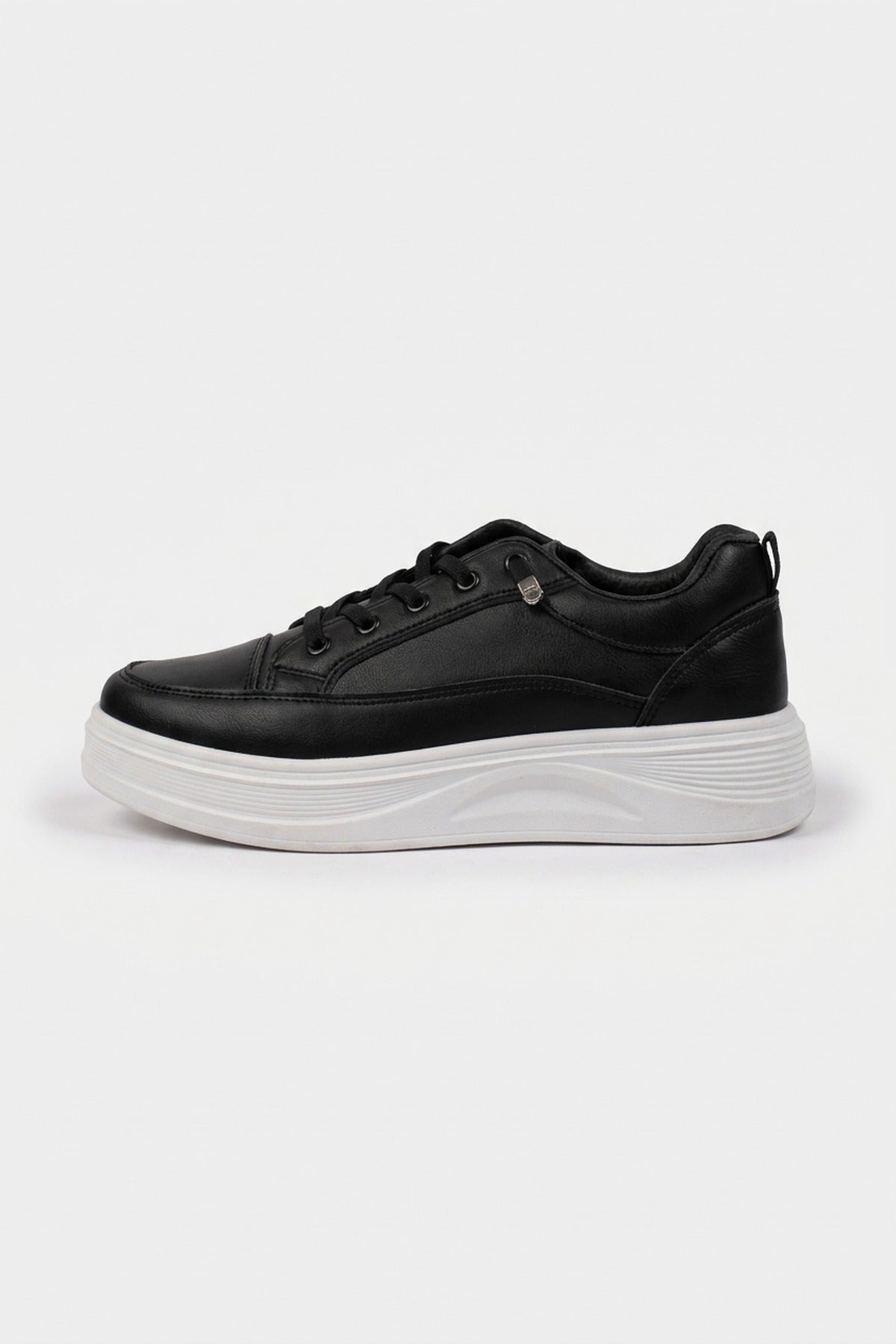 Bronagh Faux Leather Platform Trainers - Black