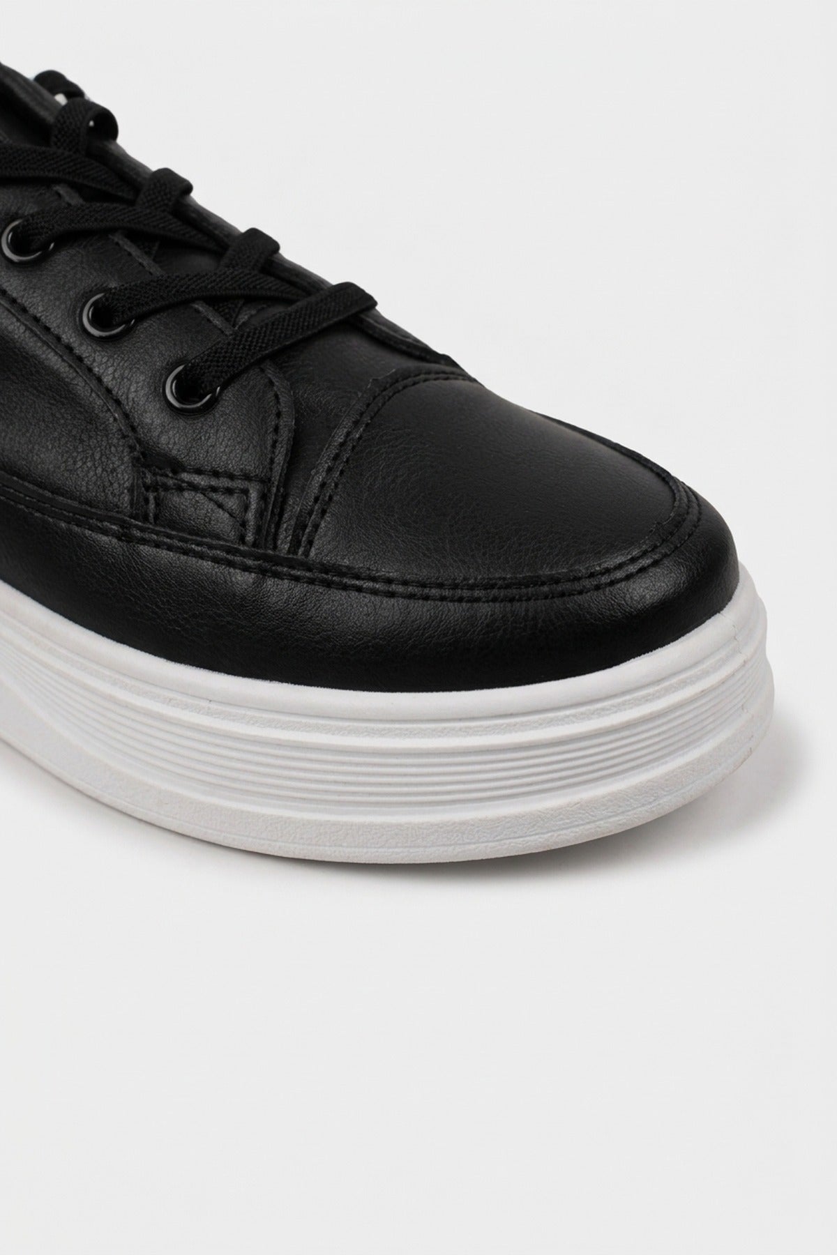 Bronagh Faux Leather Platform Trainers - Black
