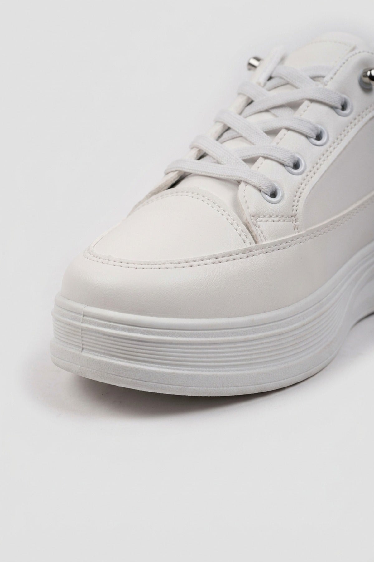 Bronagh Faux Leather Platform Trainers - White