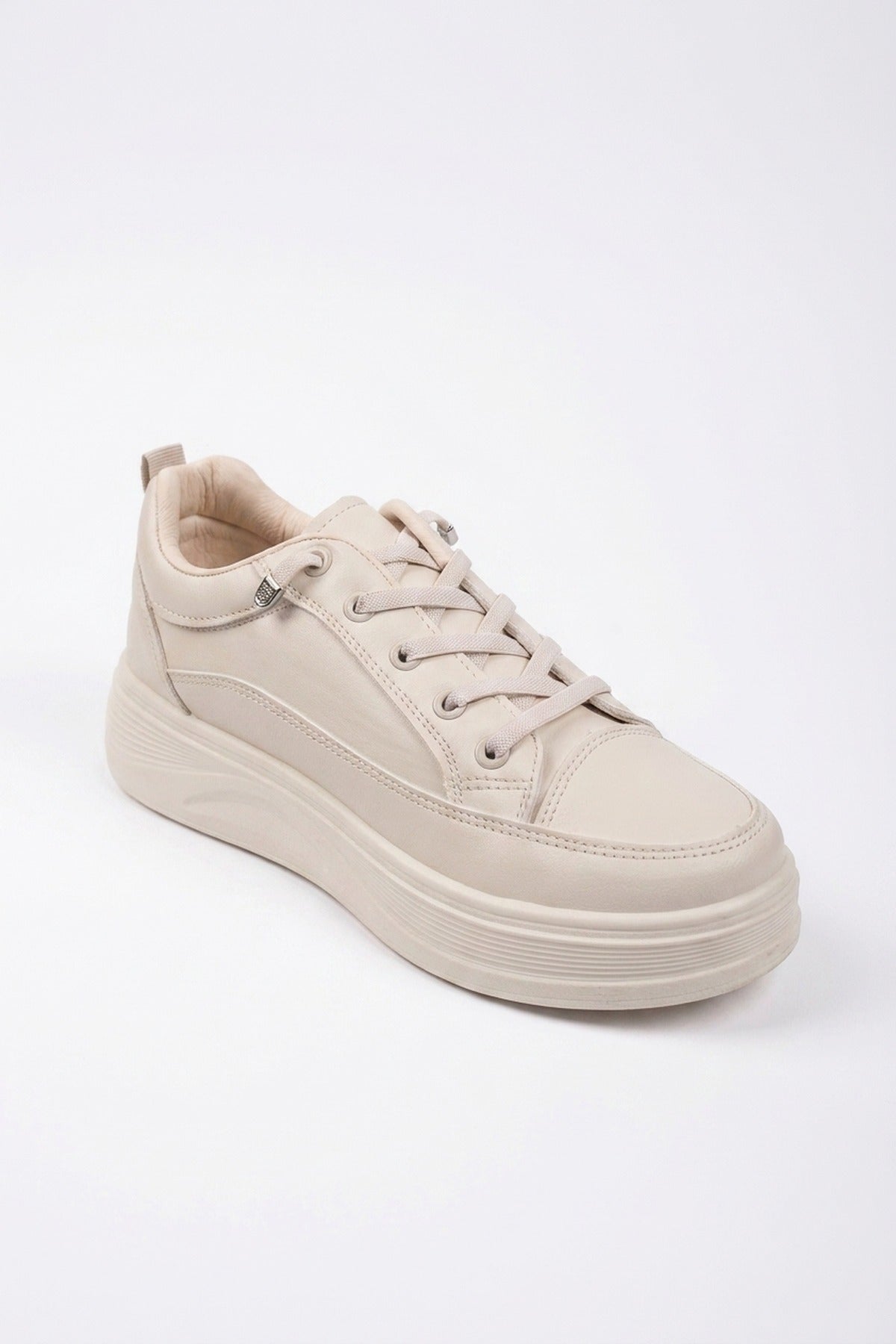 Constance Chunky Sole Lace Up Trainers - Beige