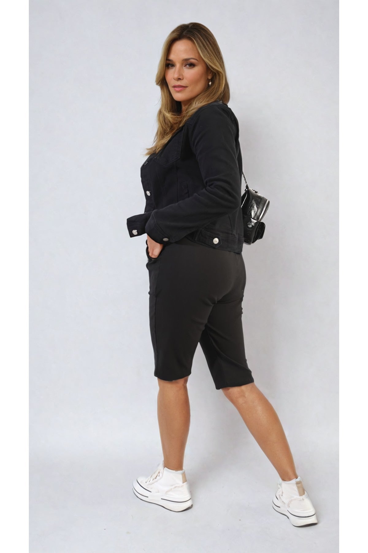 Clarissa Elasticated Waist Drawstring Shorts - Black