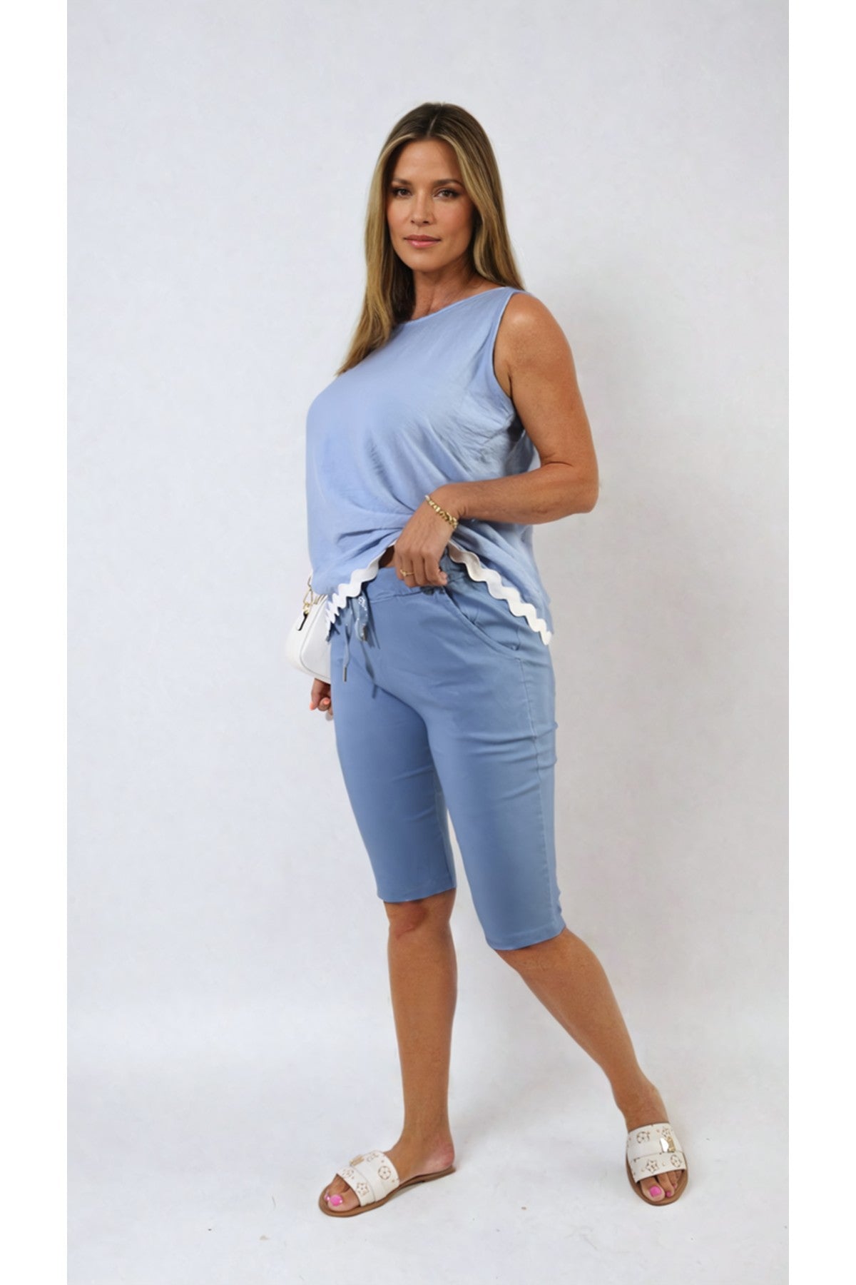Clarissa Elasticated Waist Drawstring Shorts - Jeans