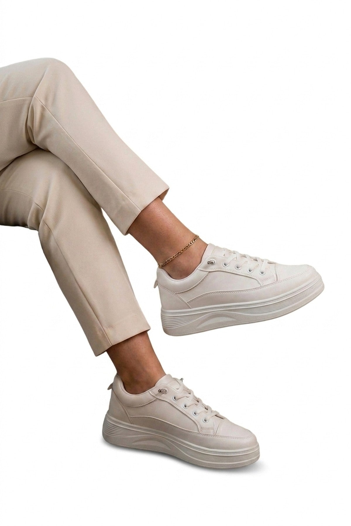 Constance Chunky Sole Lace Up Trainers - White