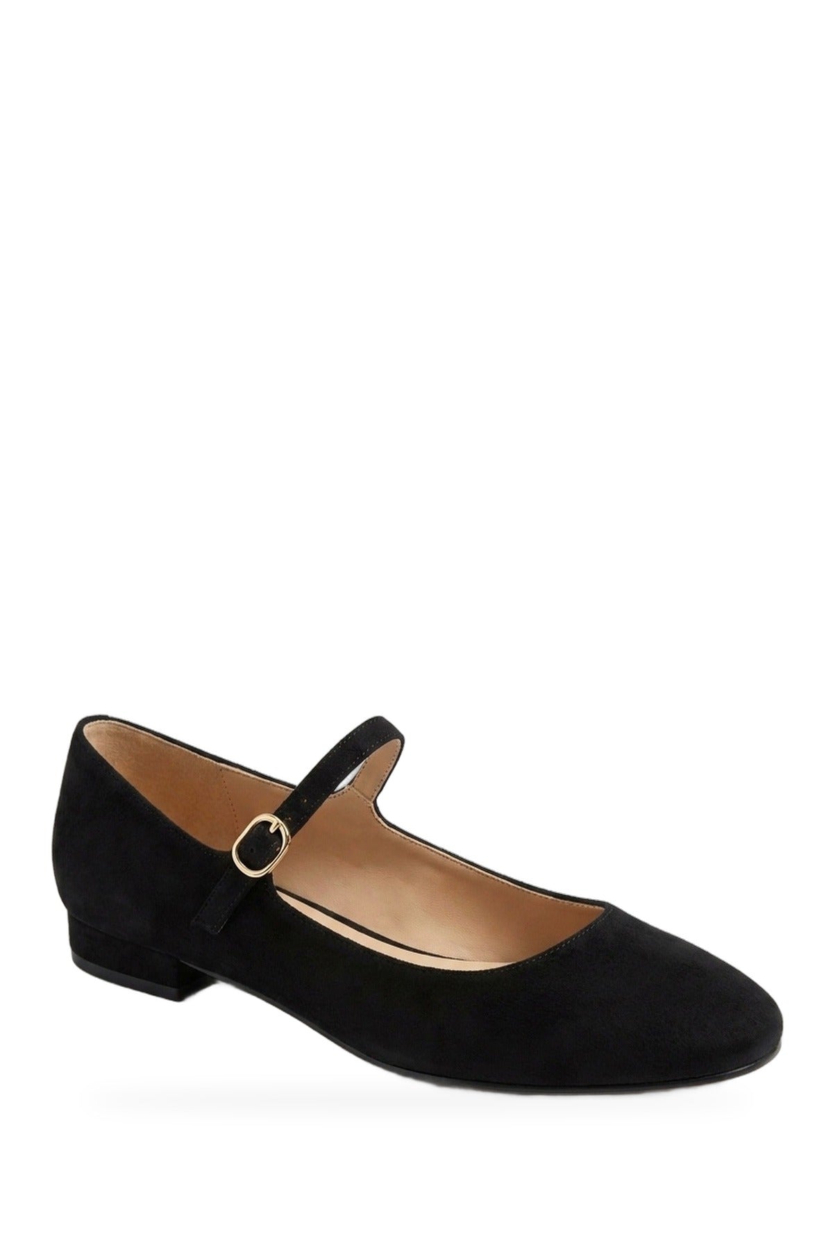 Constance Faux Suede Mary Jane Ballet Flats - Black