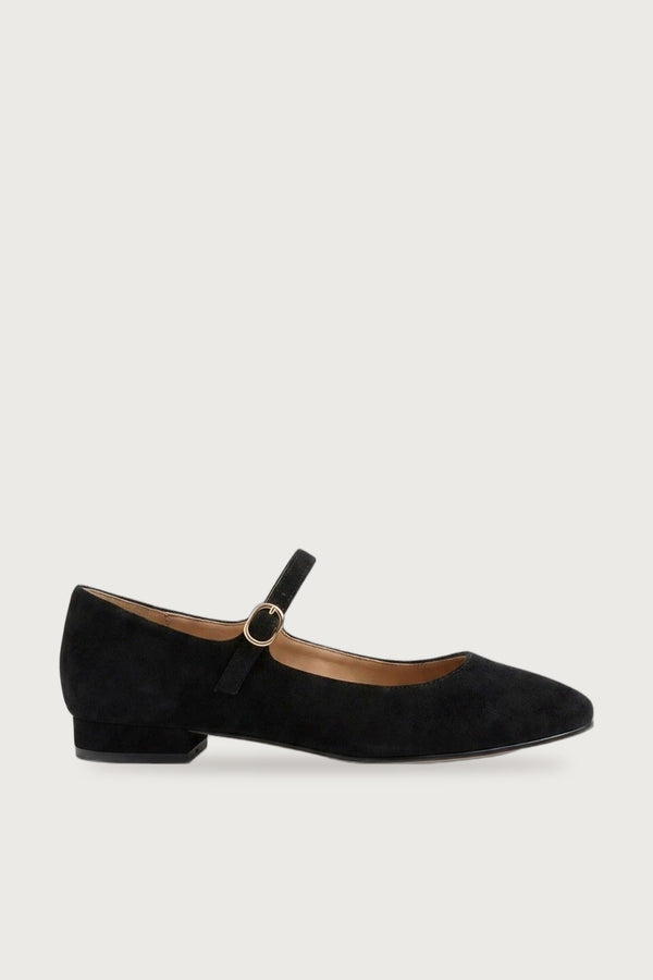 Constance Faux Suede Mary Jane Ballet Flats - Black