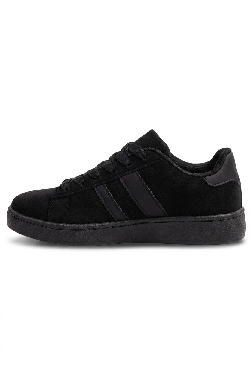 Constance Faux Suede Stripe Trainers - Black