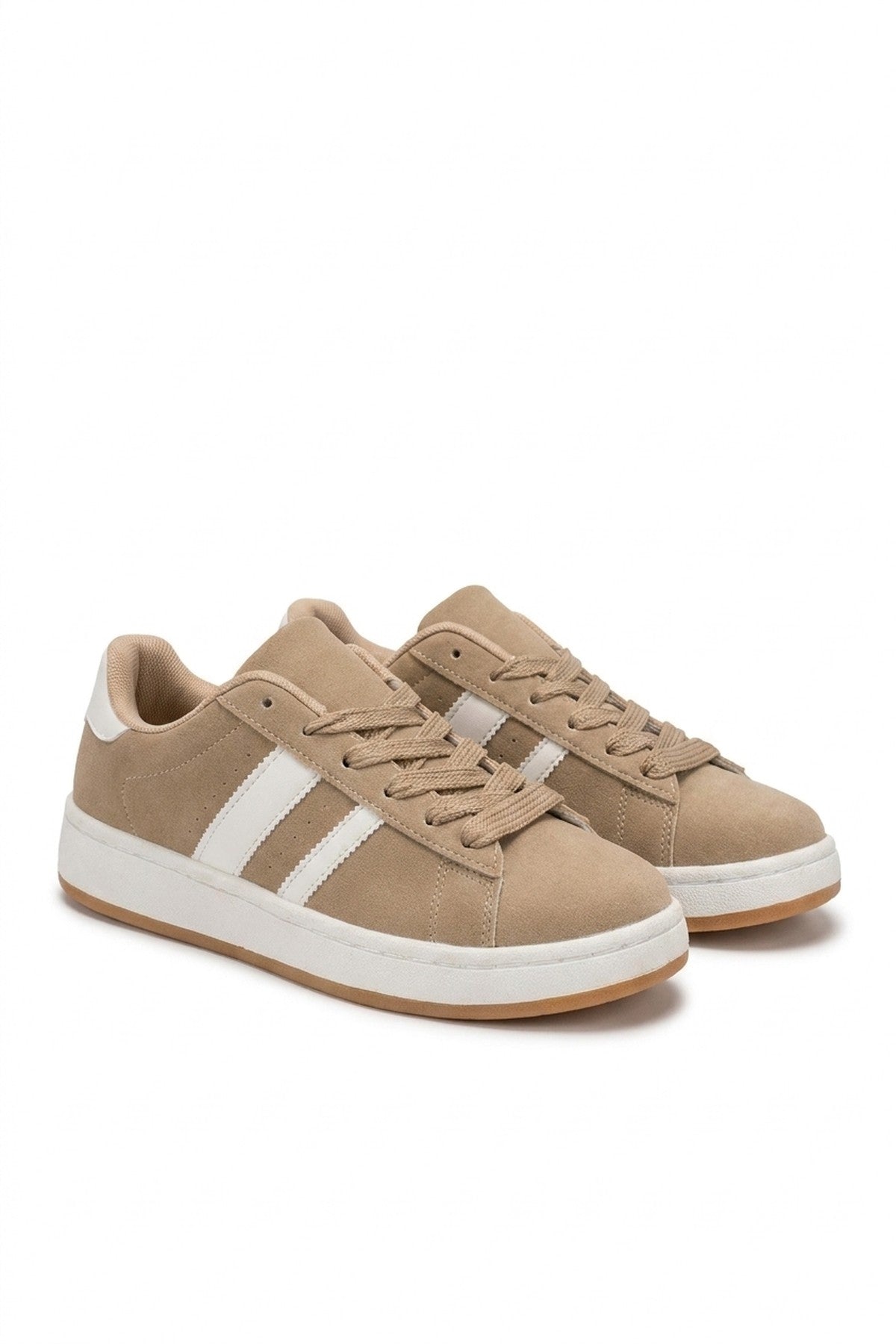Constance Faux Suede Stripe Trainers - Khaki