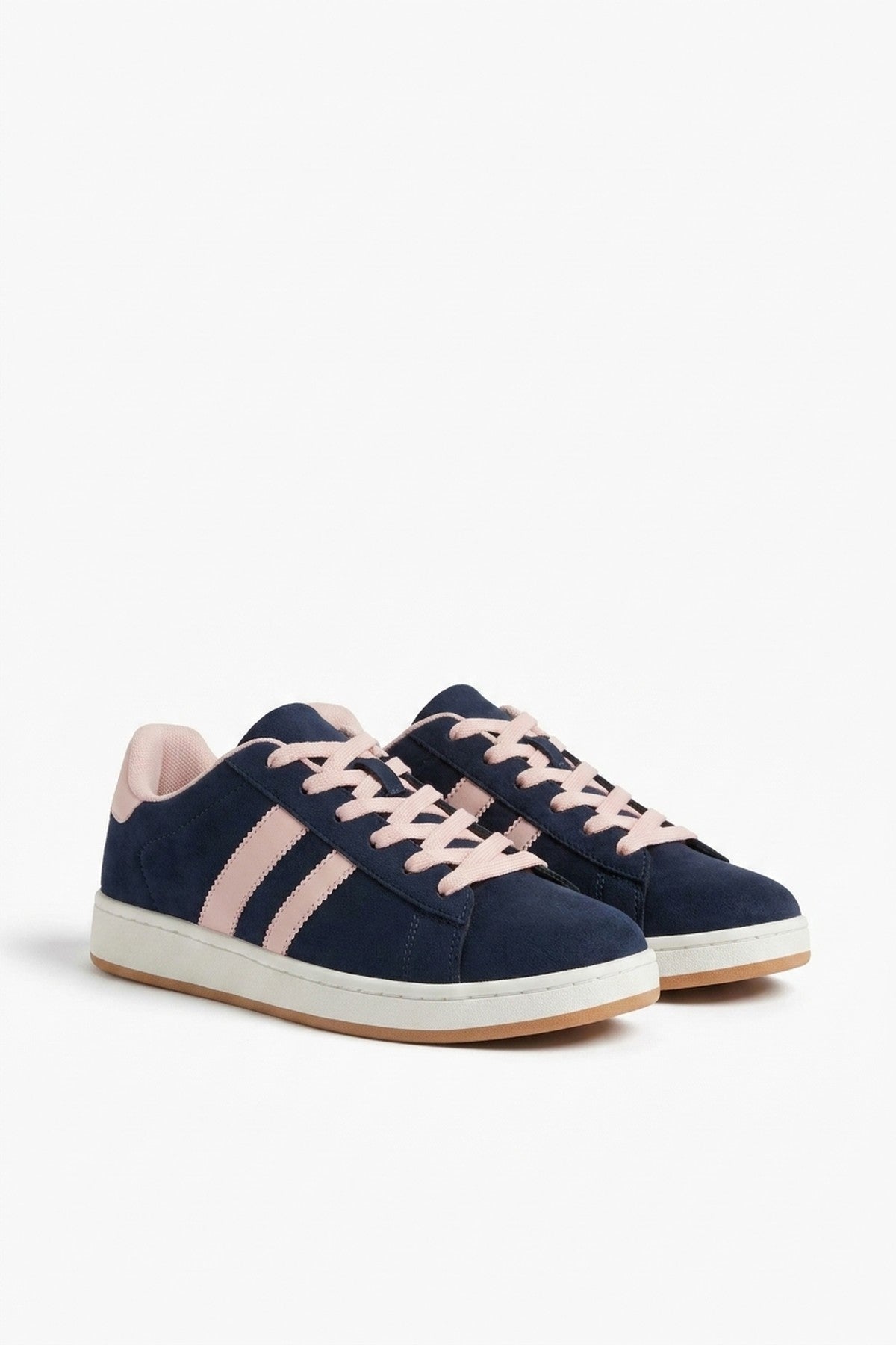 Constance Faux Suede Stripe Trainers - Pink_wb