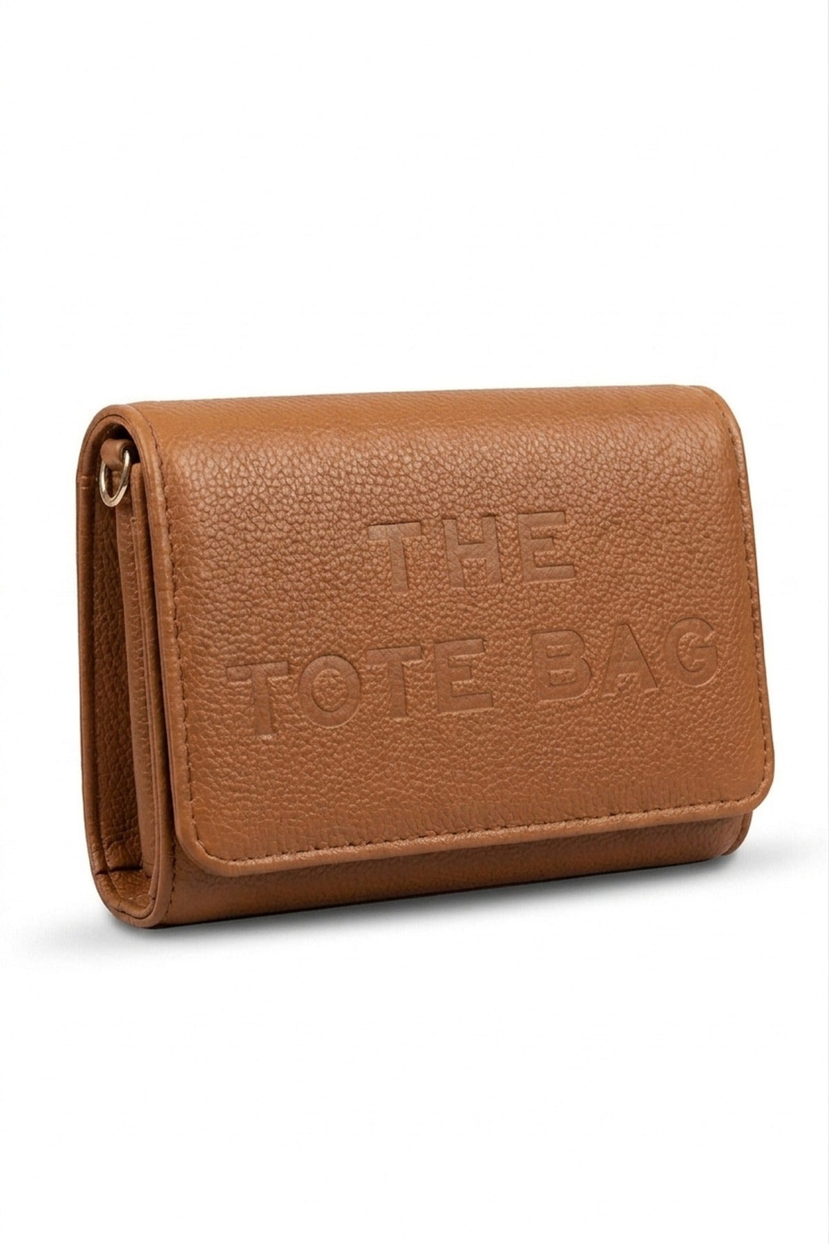 Constance Pebbled Faux Leather Text Bag - Tan