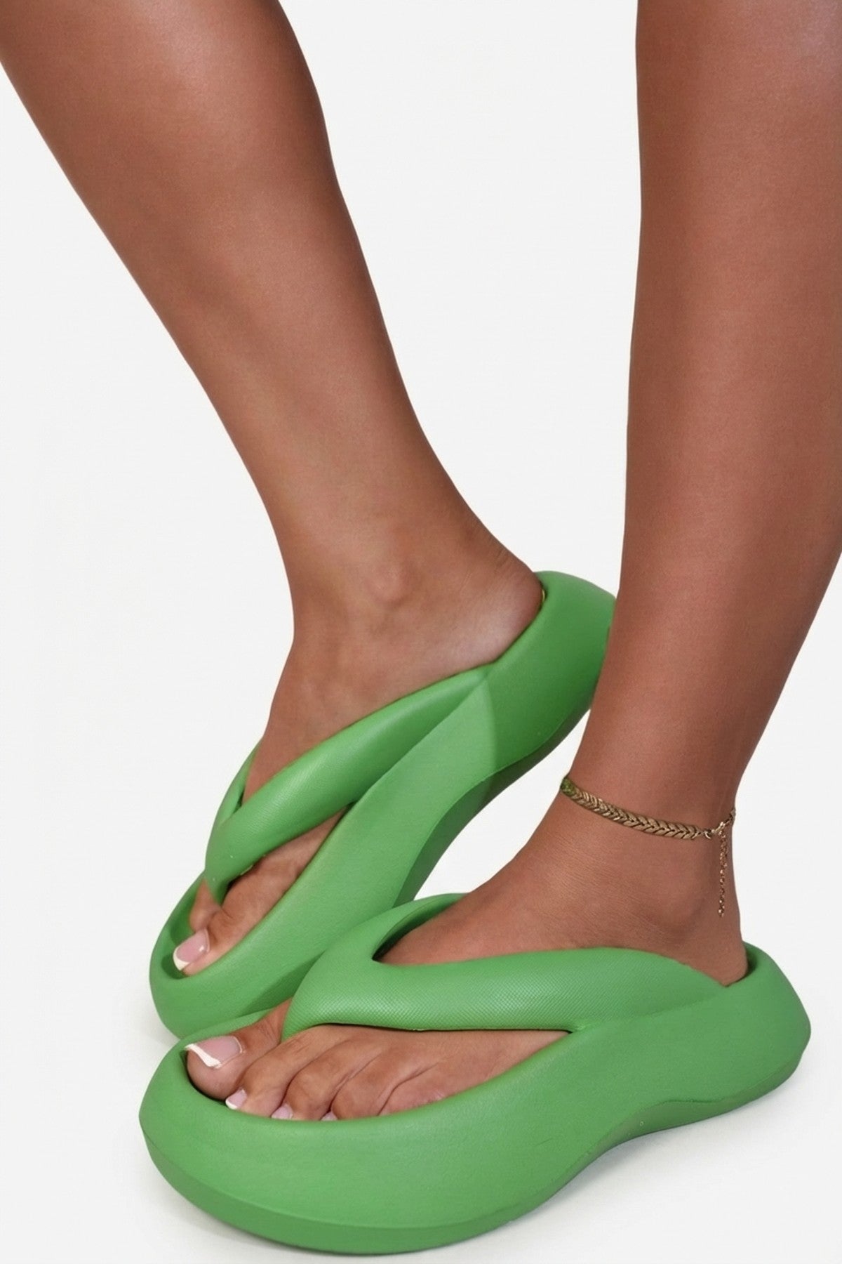 Cora Chunky Platform Flip-flops Sandals - Green
