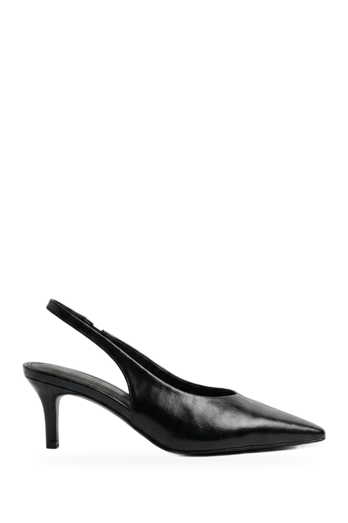 Cordelia Pointed Toe Slingback Kitten Heels - Black