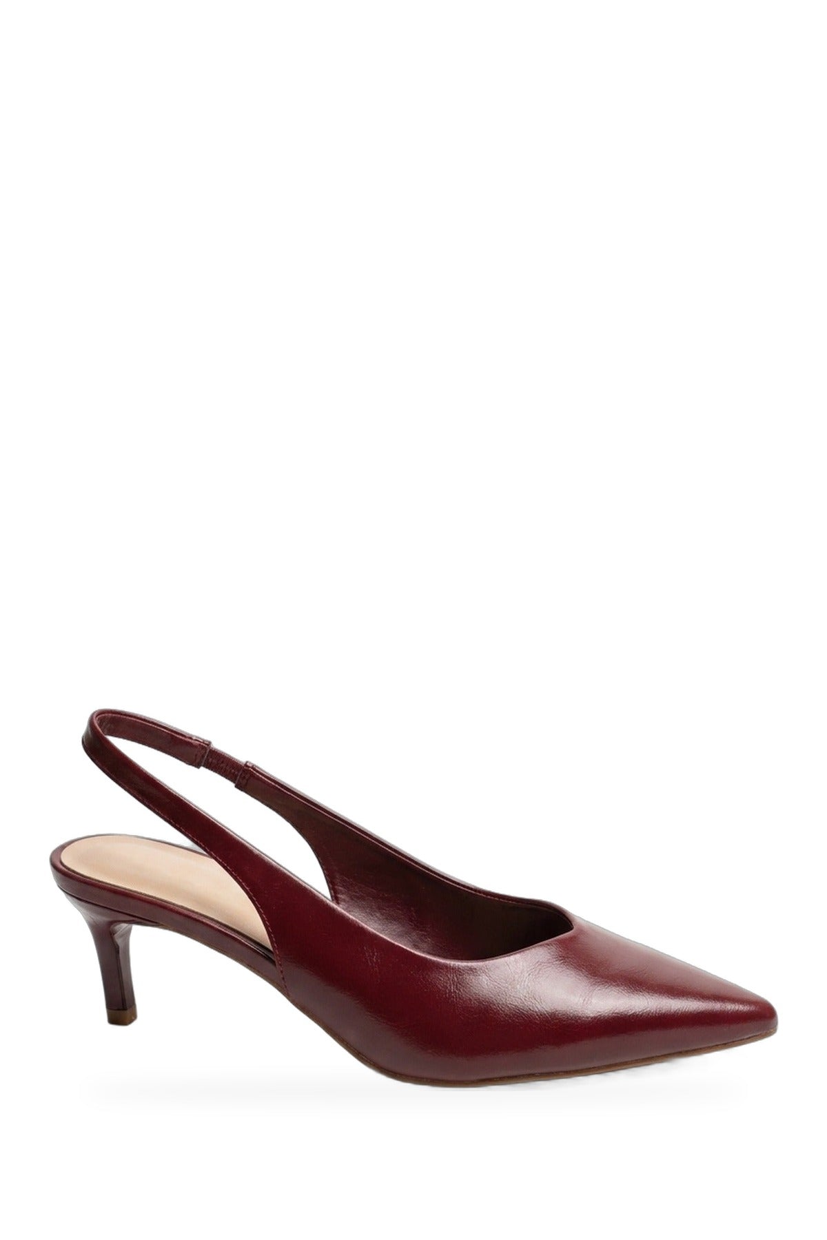 Cordelia Pointed Toe Slingback Kitten Heels - Wine
