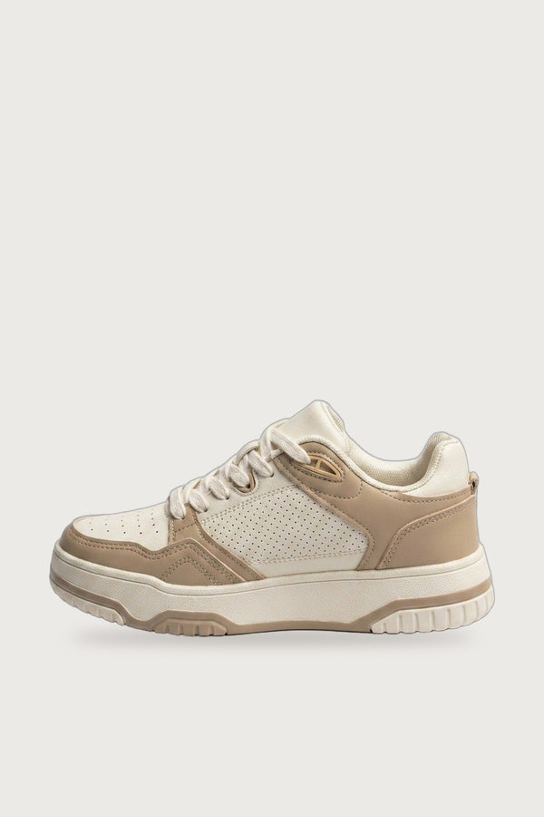 Cordelia Two Tone Panel Chunky Trainers - Beige