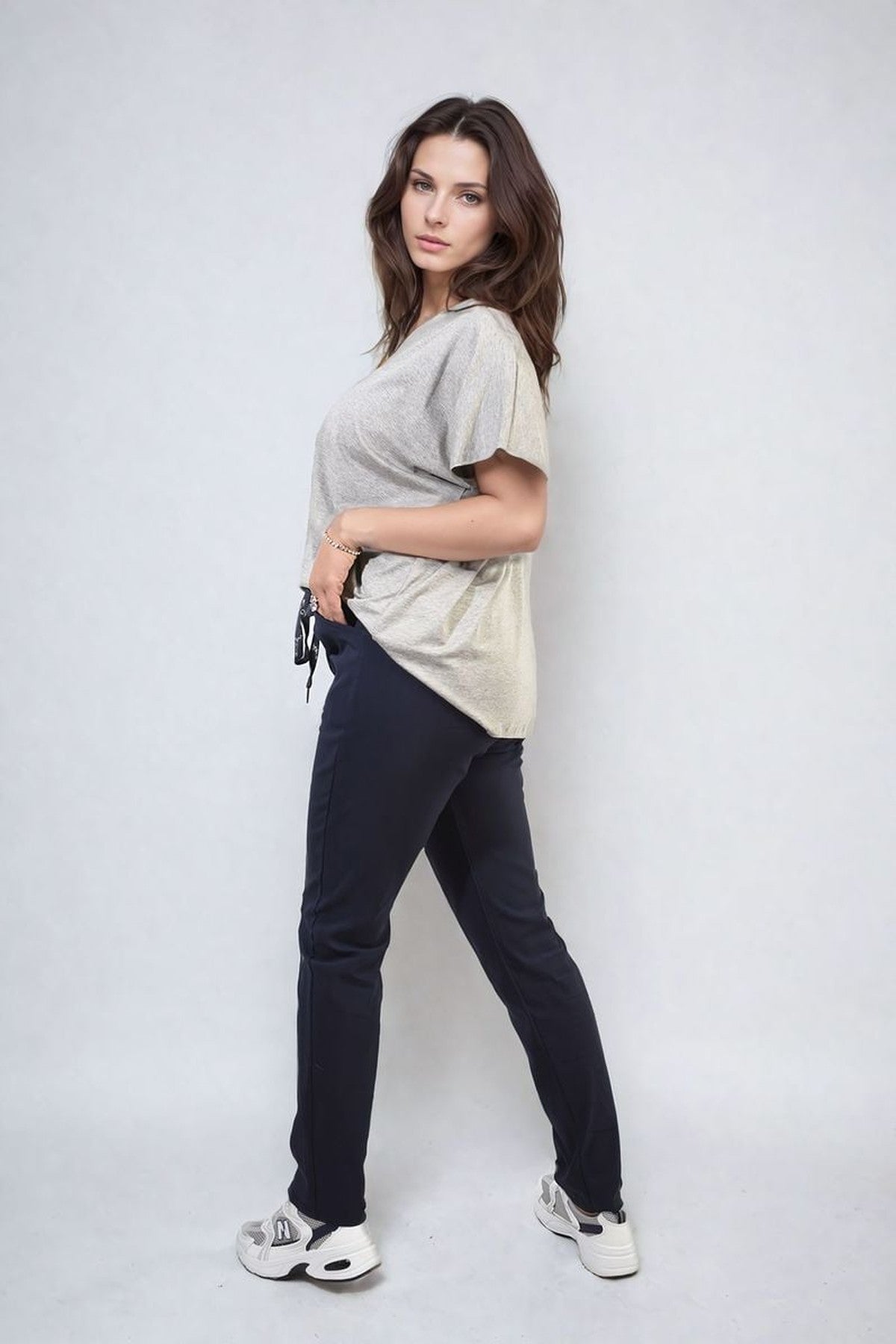 Delilah Casual Drawstring Trousers - Navy