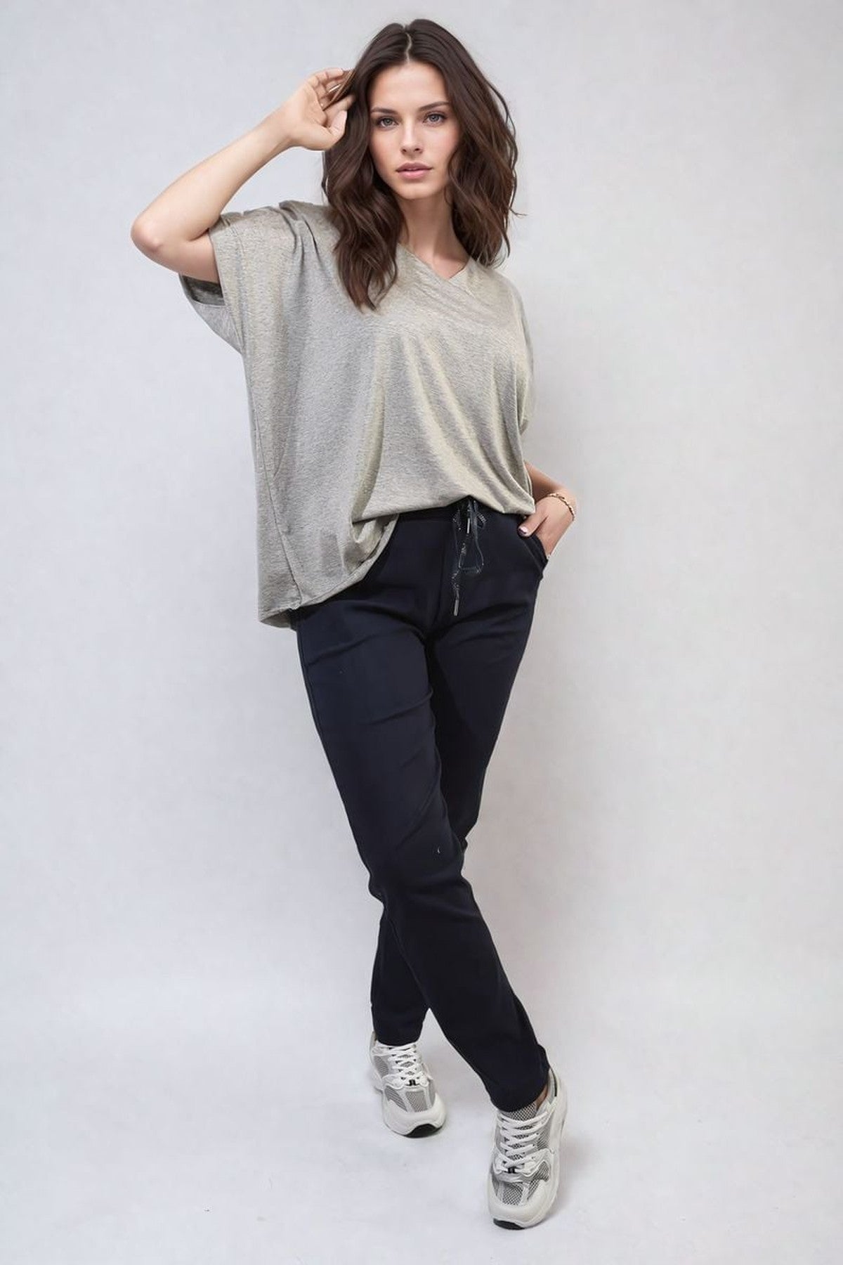 Delilah Casual Drawstring Trousers - Navy