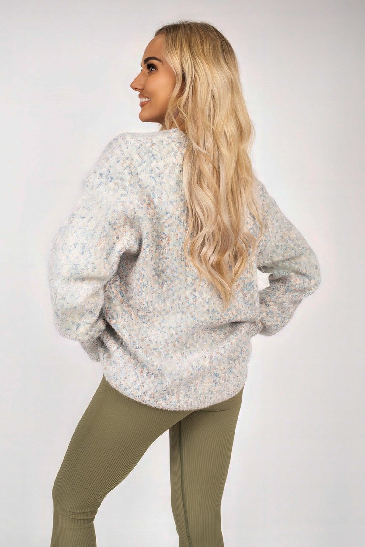 Jalina Long Sleeve Oversized Knitted Jumper With Paris Slogan - Grey