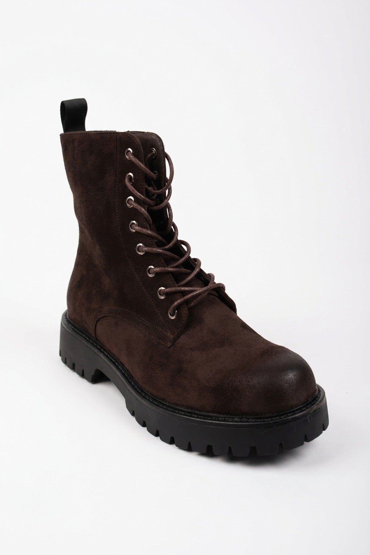 Thora Faux Suede Chunky Sole Boots - Brown