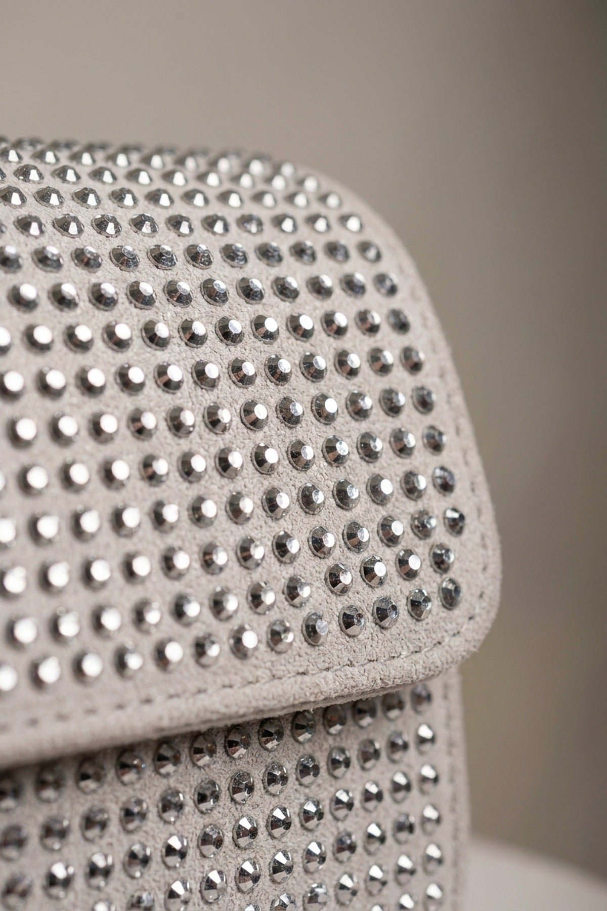 Pearl Diamante Flap Crossbody Bag - Grey