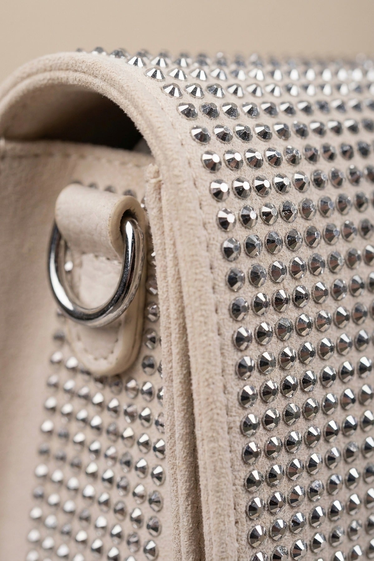 Pearl Diamante Flap Crossbody Bag - White