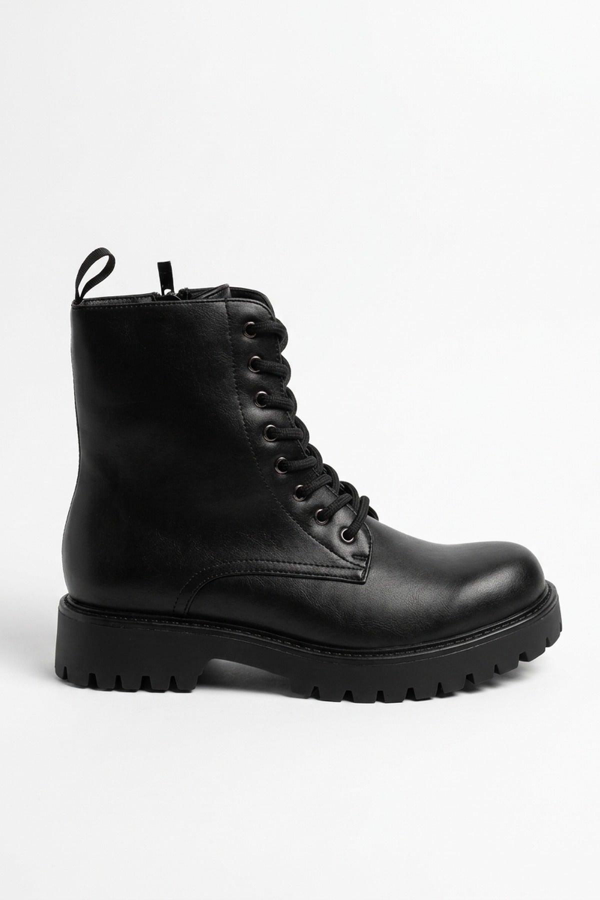Theia Chunky Sole Lace Up Boots - Black
