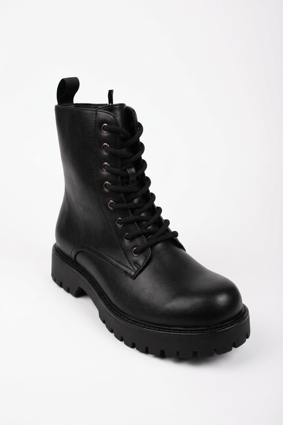Theia Chunky Sole Lace Up Boots - Black