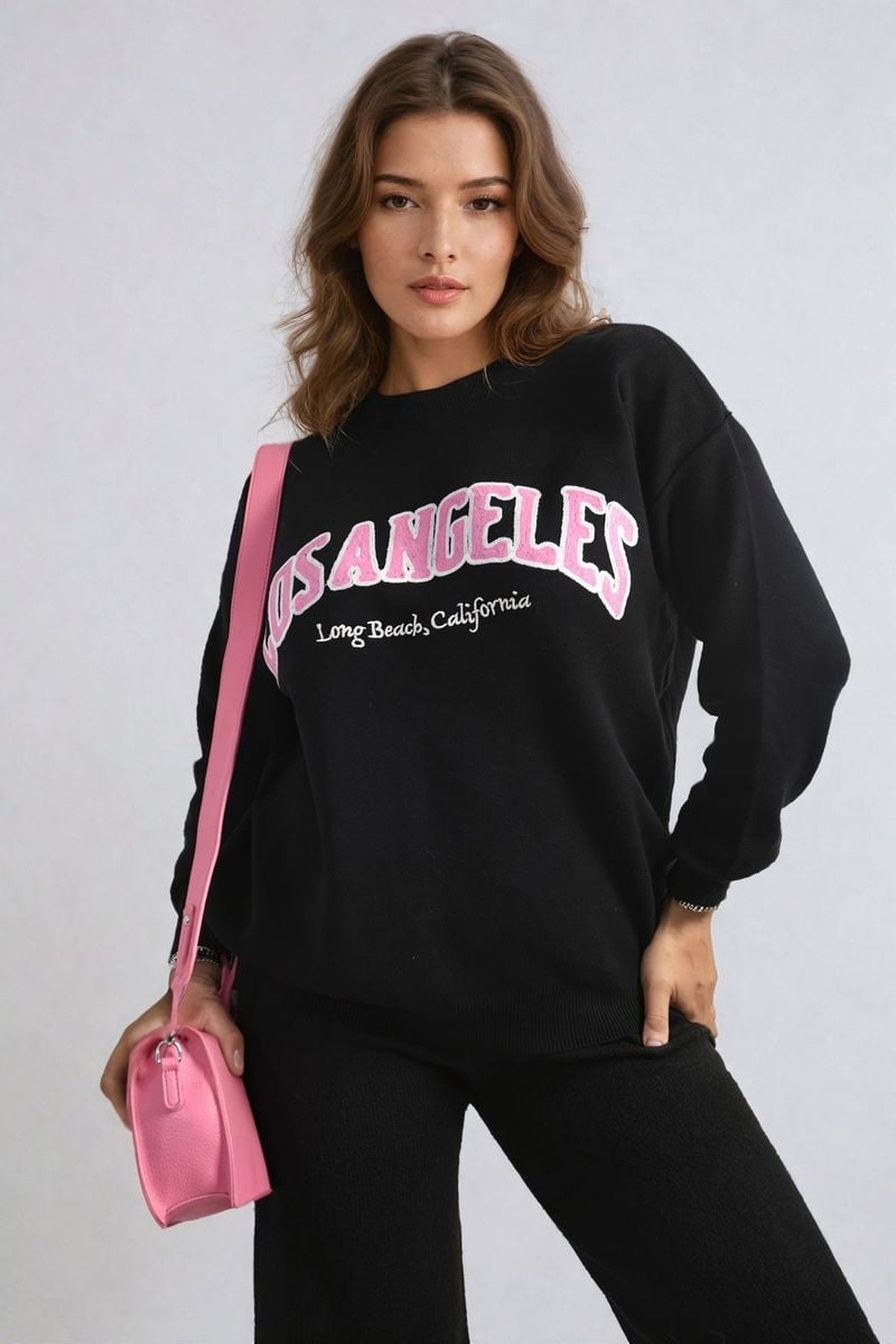 Dorothy Los Angeles Graphic Long Sleeve Knitted Jumper - Black