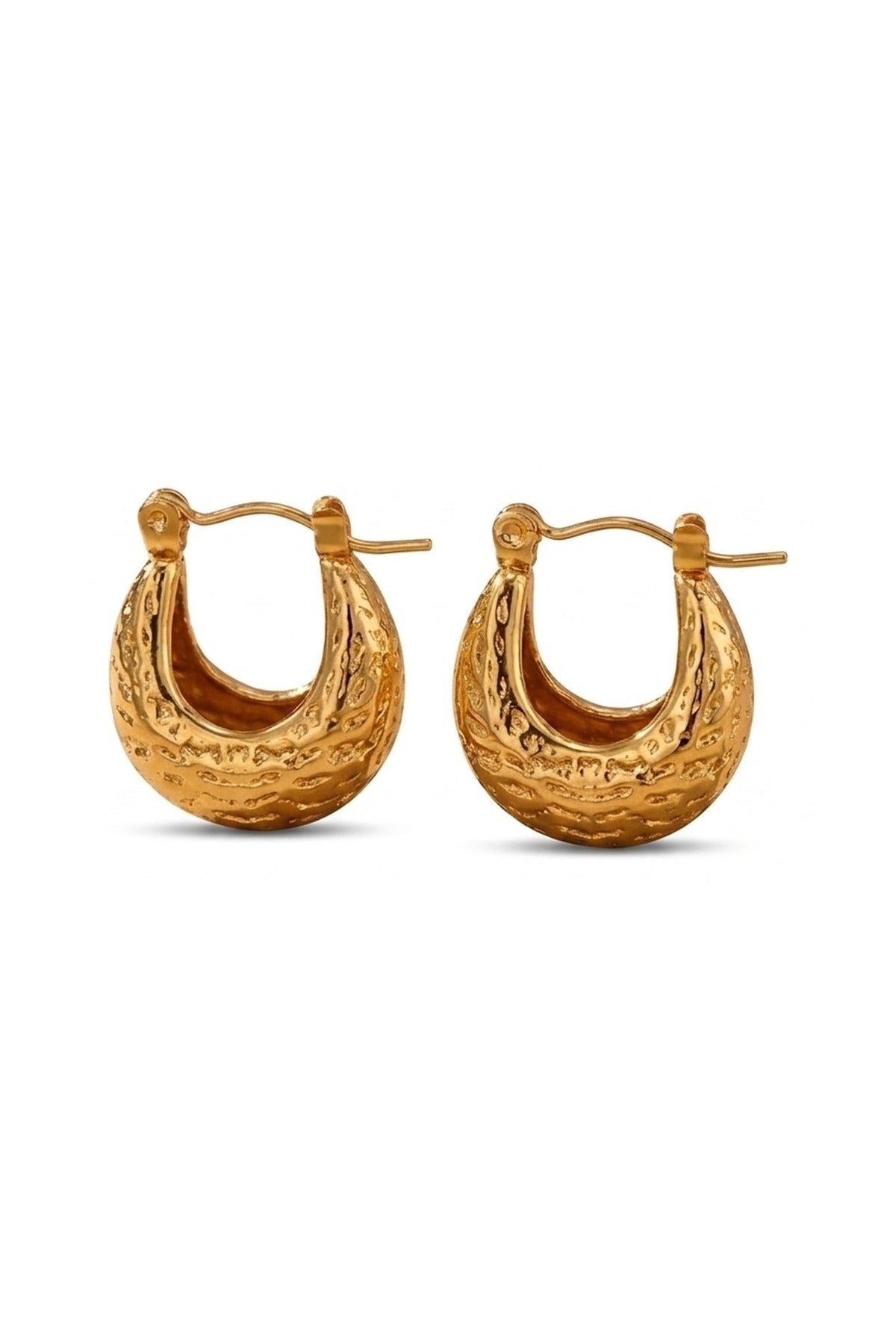 Tova Gold Tone Textured Crescent Hoop - Gold_wb