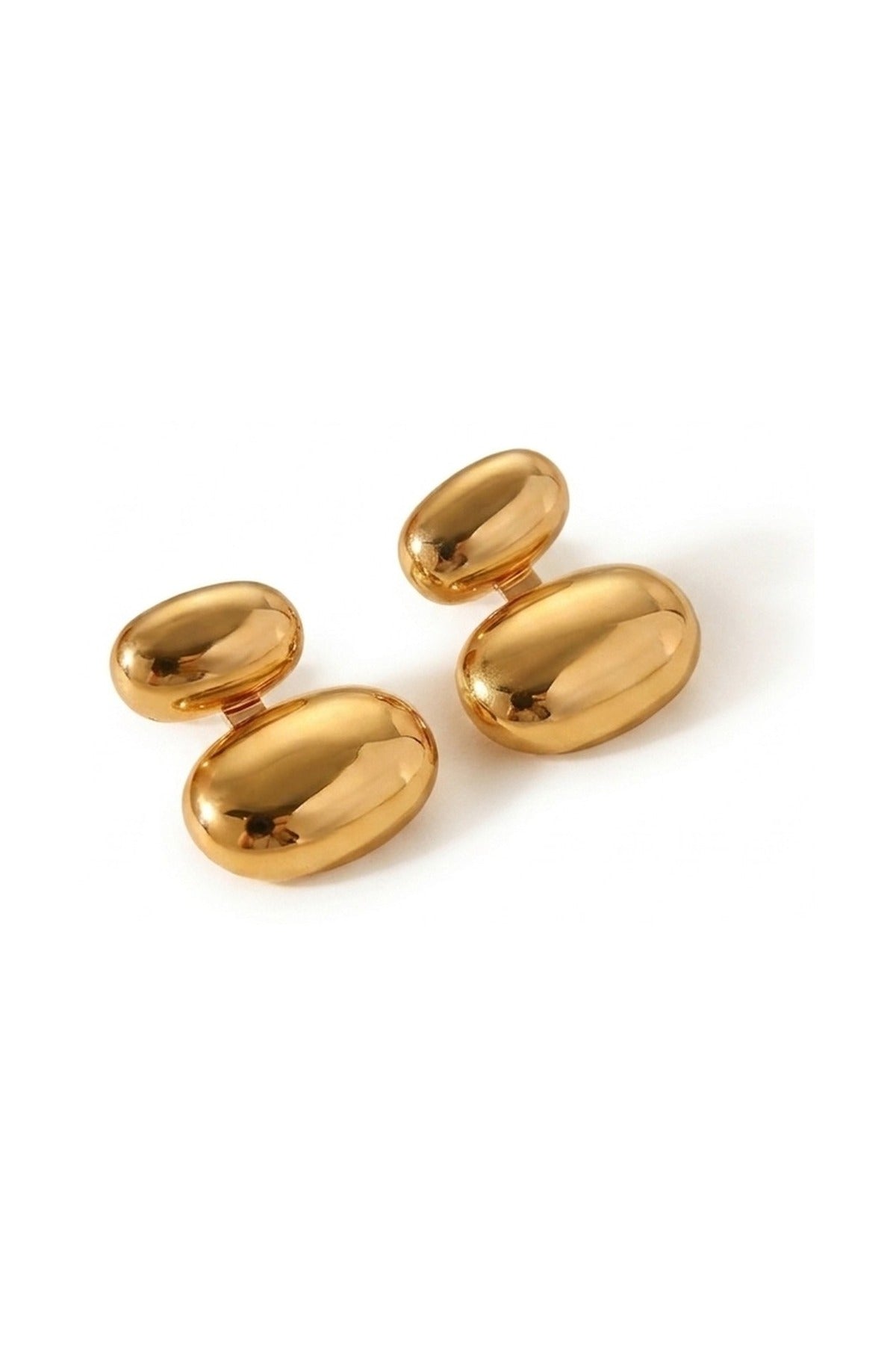 Reena Gold Tone Double Oval Huggie - Gold_wb