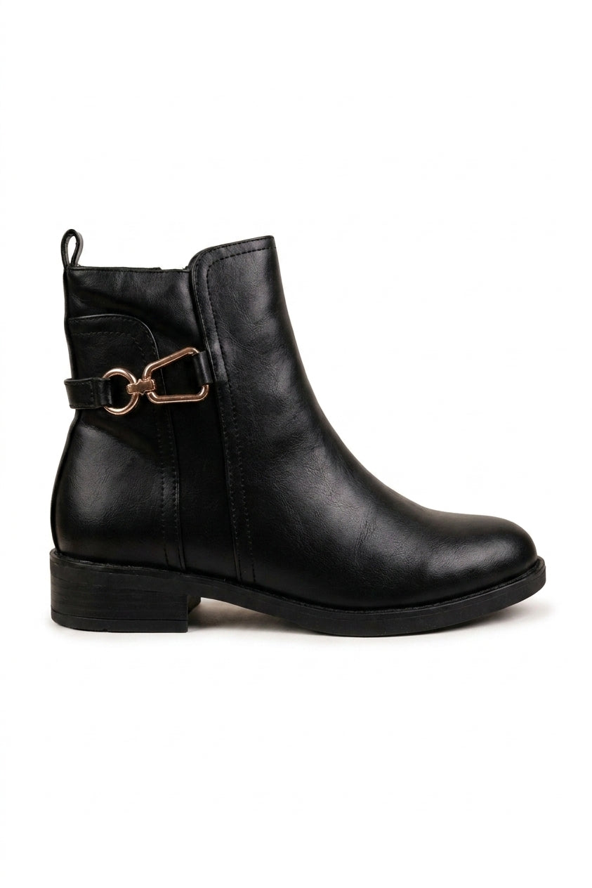 Edie Gold Hardware Ankle Boots - Black