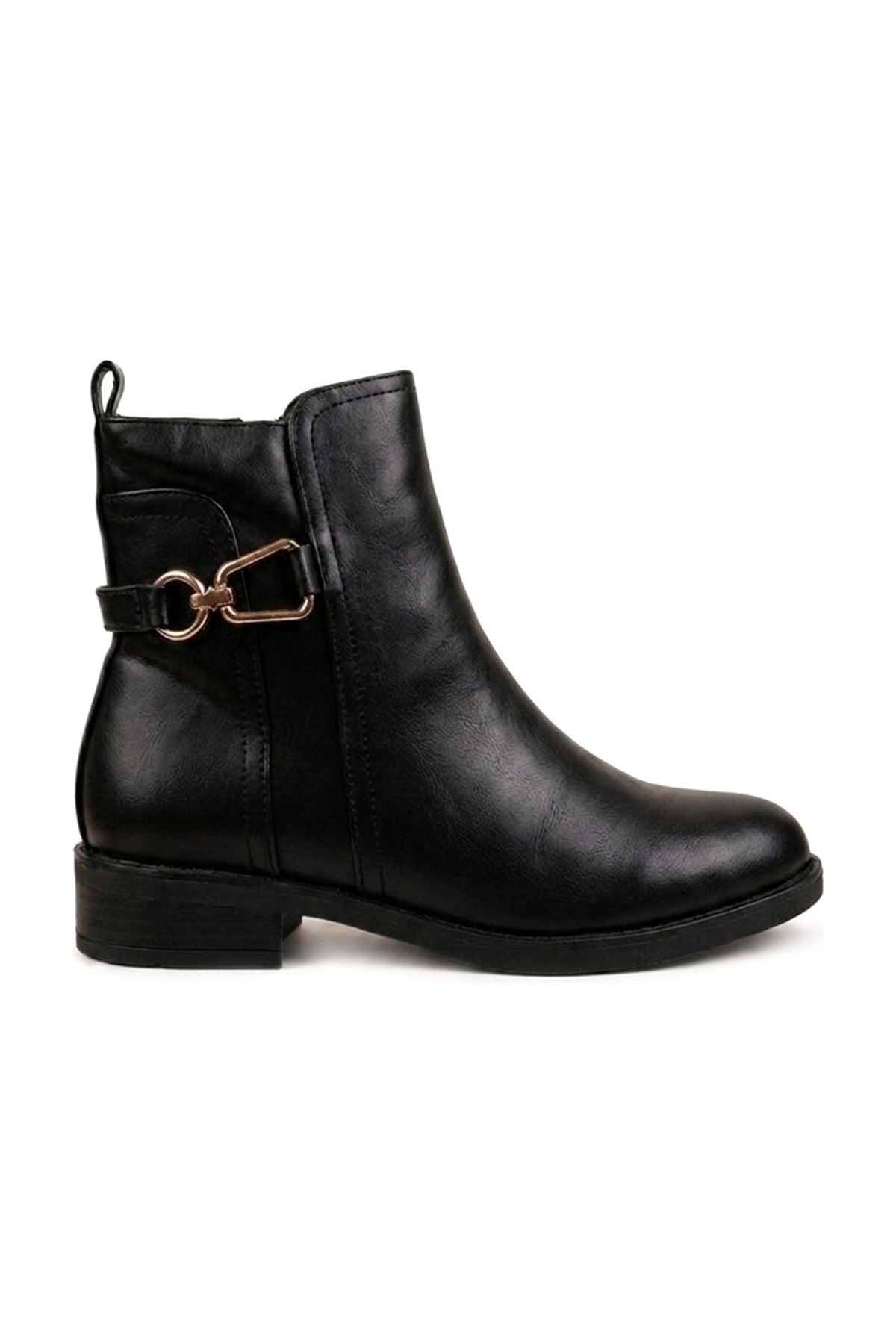 Edie Gold Hardware Ankle Boots - Black_wb