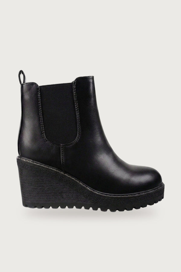 Edie Wedge Sole Chelsea Ankle Boots - Black