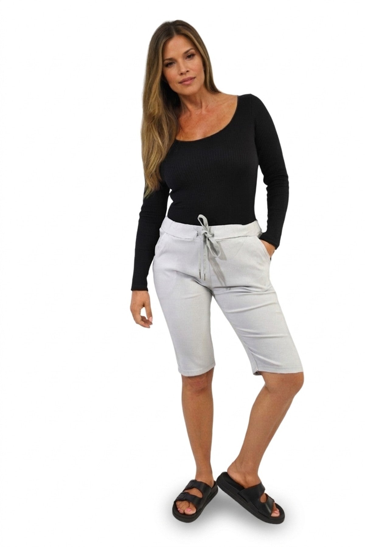 Eloisa Cargo Pocket Trouser With Drawstring - Grey_wb