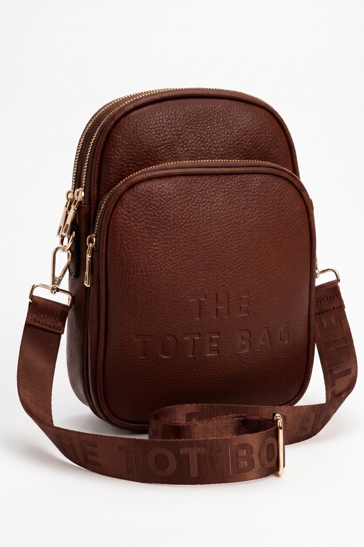 Ginevra Embossed Faux Leather Crossbody Bag - Brown