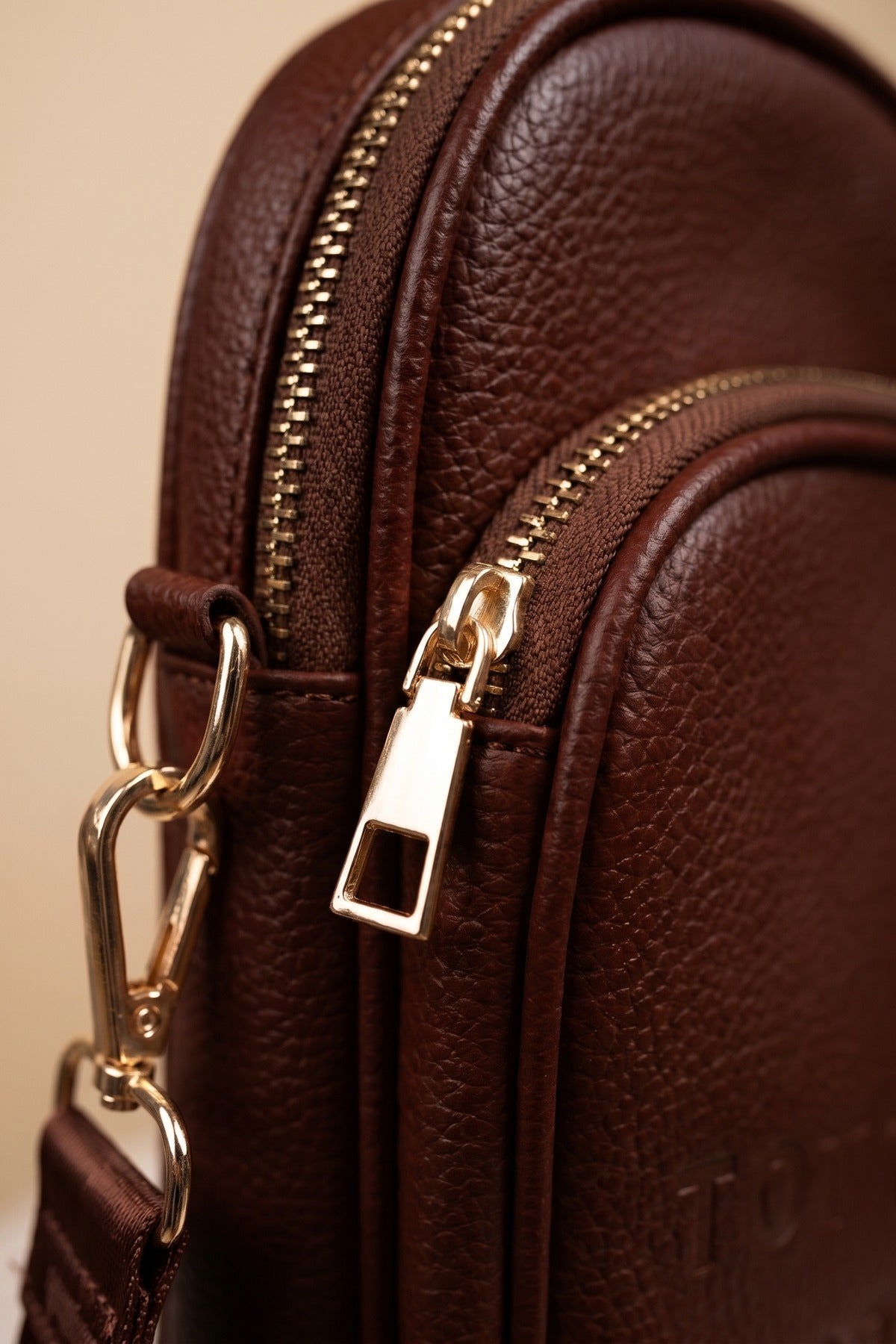Ginevra Embossed Faux Leather Crossbody Bag - Brown