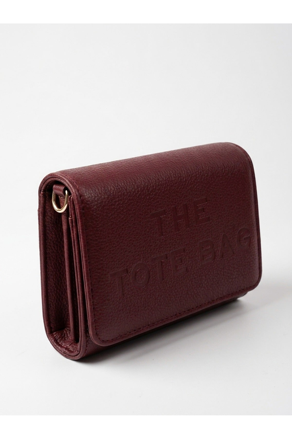 Constance Pebbled Faux Leather Text Bag - Wine