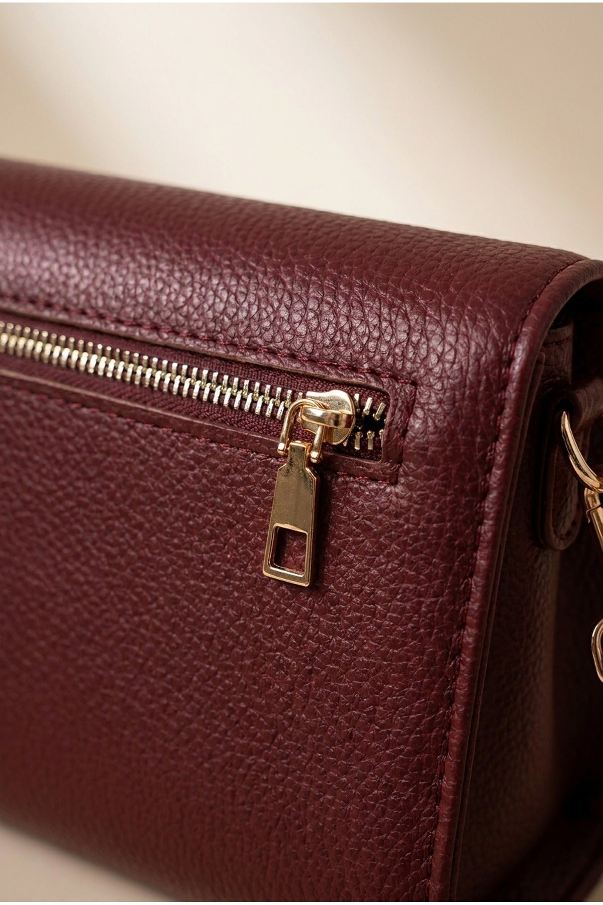 Constance Pebbled Faux Leather Text Bag - Wine