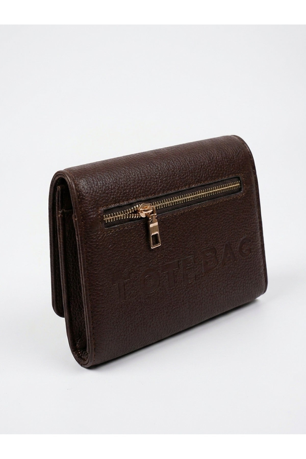 Constance Pebbled Faux Leather Text Bag - Brown