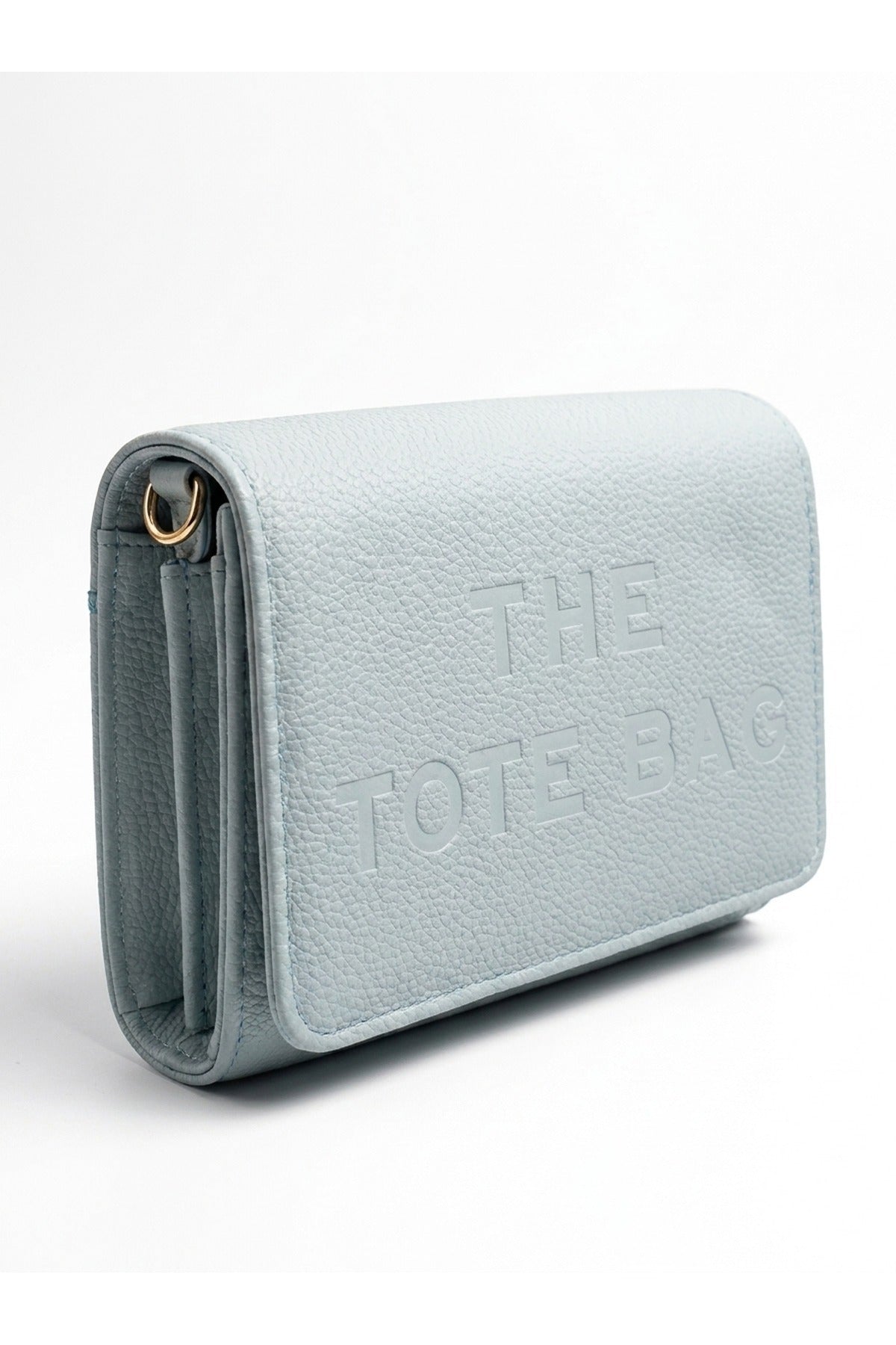 Constance Pebbled Faux Leather Text Bag - Blue
