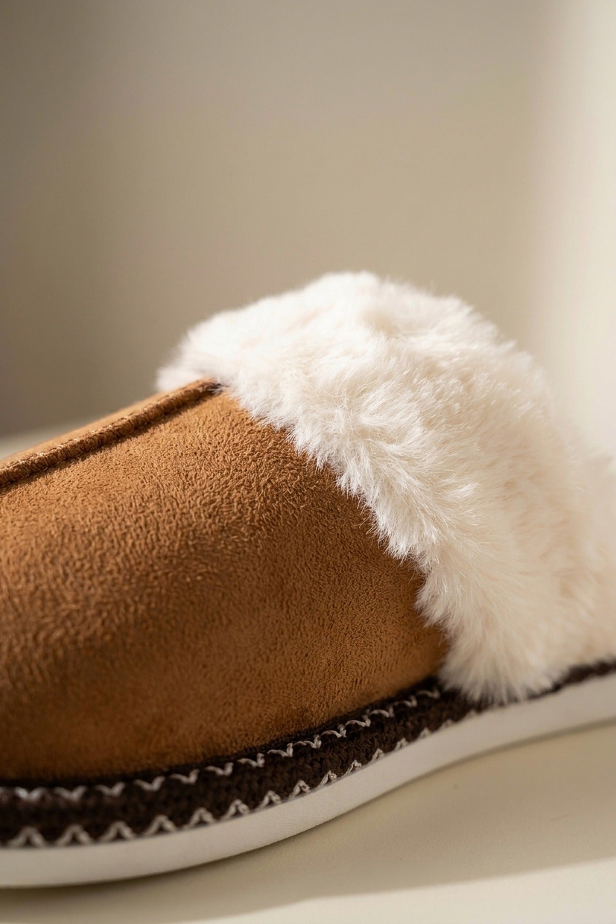 Constance Faux Suede Faux Fur Mule - Camel