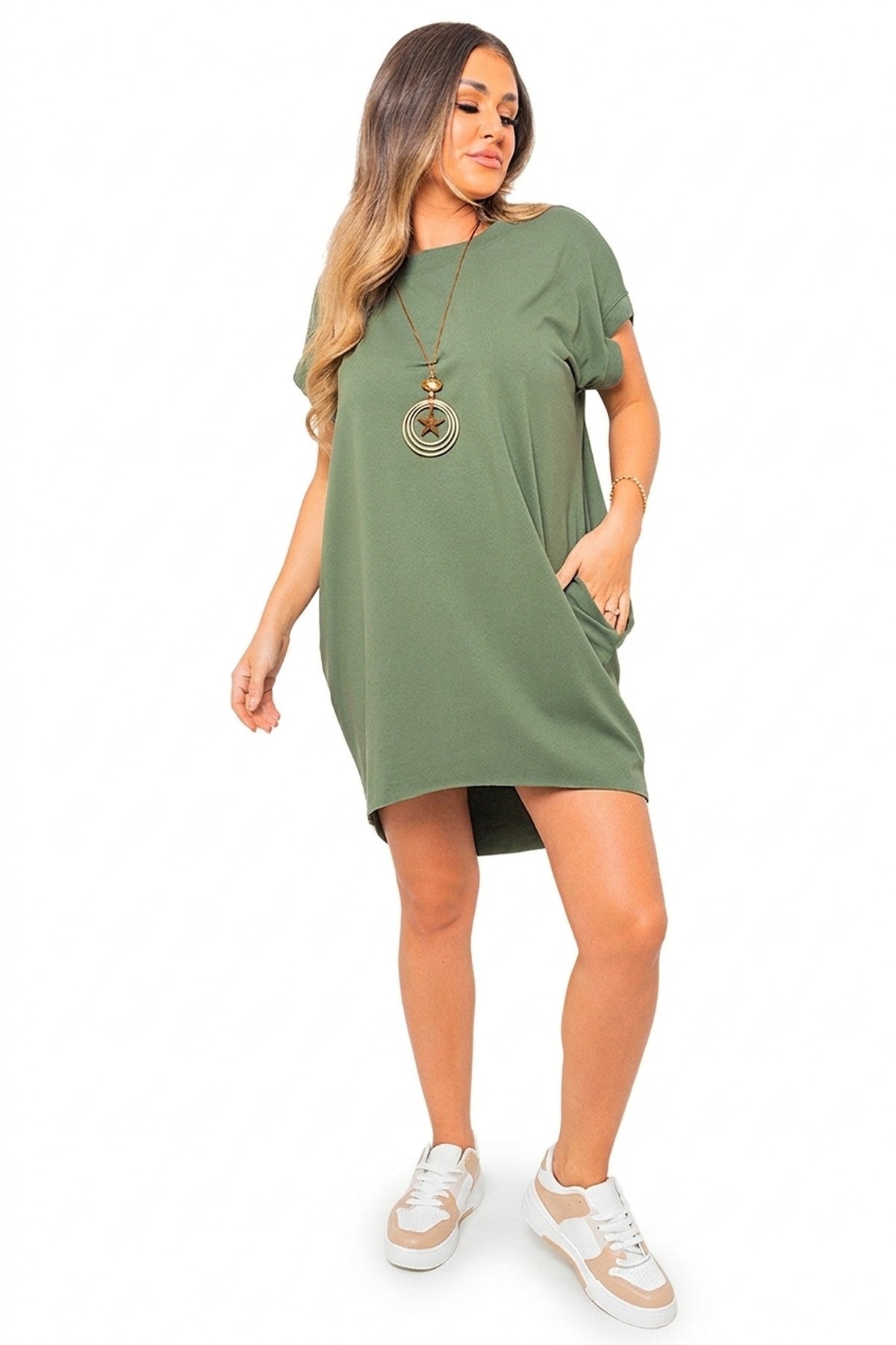 Esme Short Sleeve With Front Pockets Top - Khaki