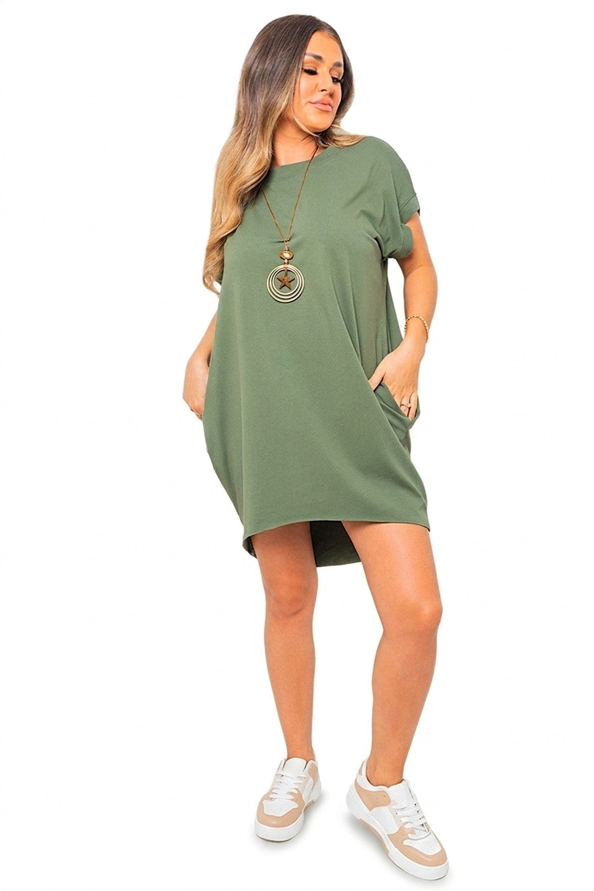 Esme Short Sleeve With Front Pockets Top - Khaki_wb
