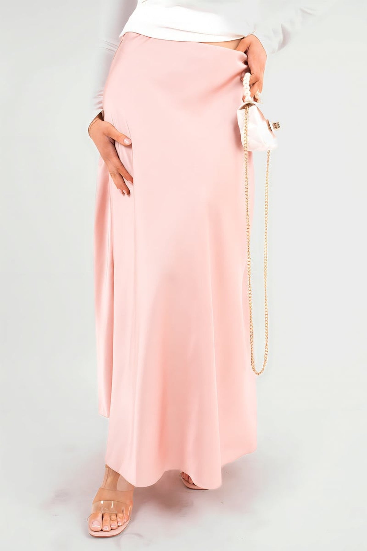 Estella Lightweight High Waisted Maxi Skirt - Baby Pnk